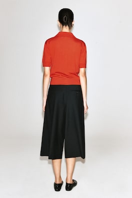 TIE-FRONT KNITTED WOOL SHIRT — ORANGE 5