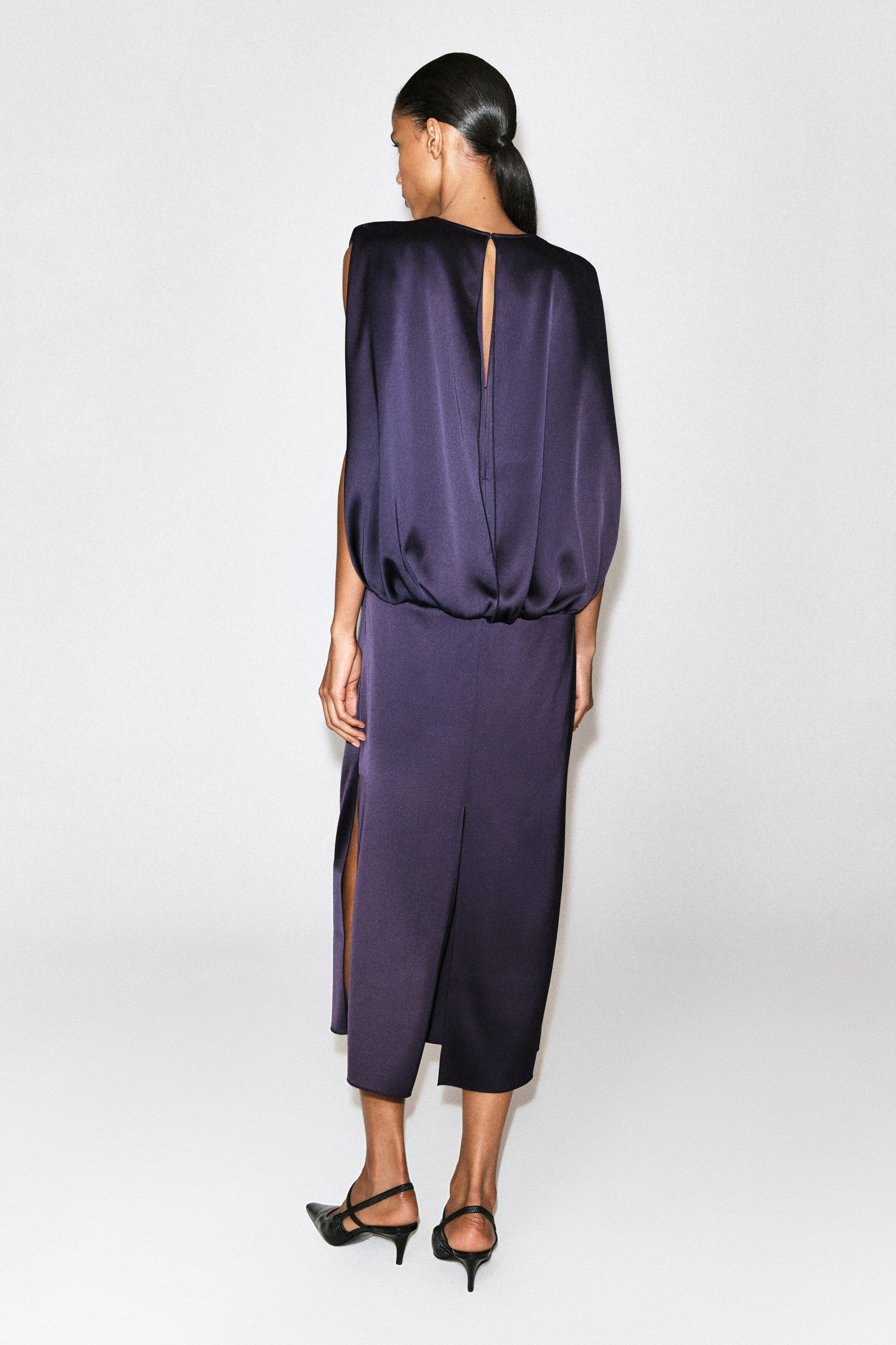 DRAPED OPEN-BACK MATTE-SATIN DRESS - thumbnail 4