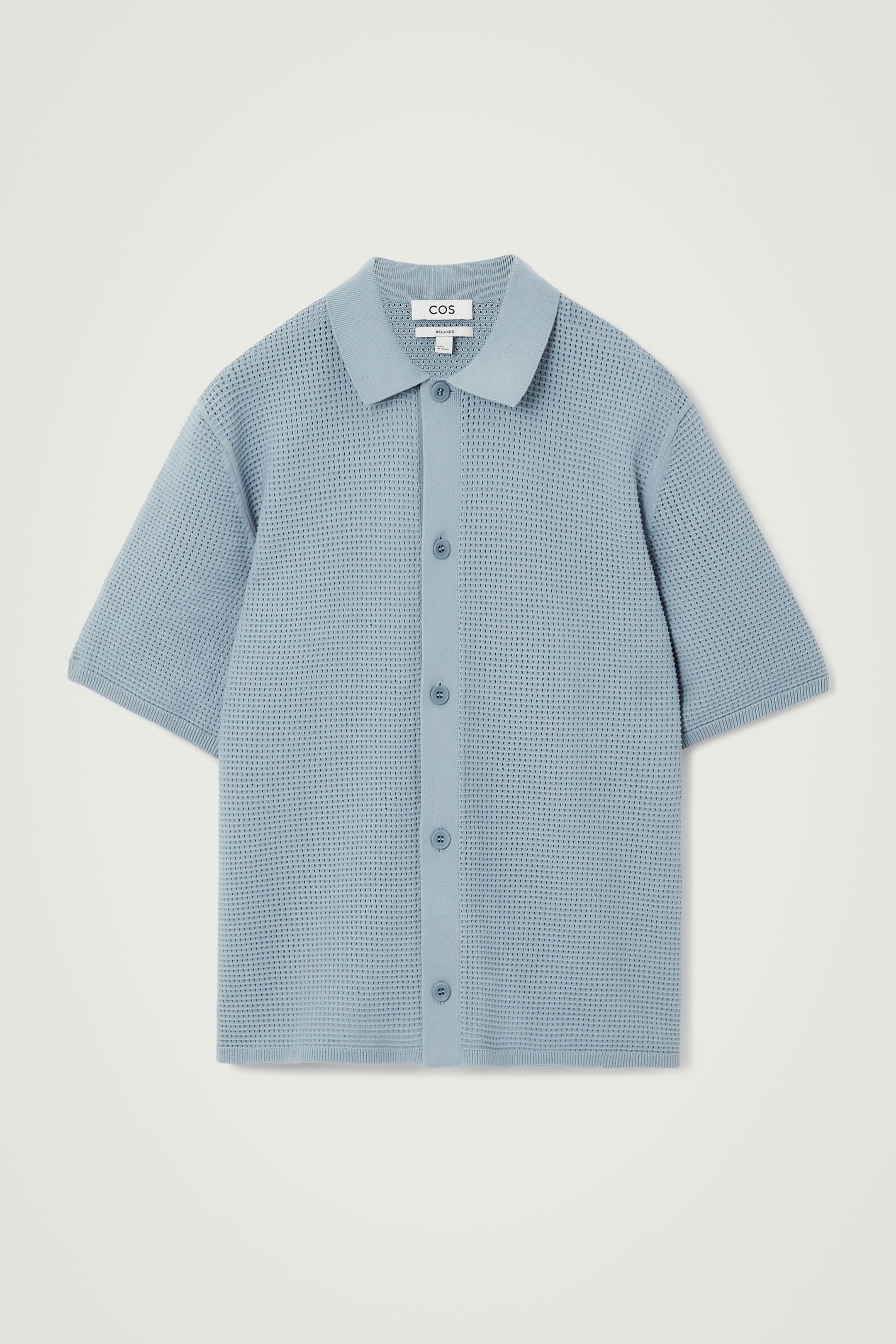 Grotere afbeelding bekijken: RELAXED OPEN-KNIT COTTON SHORT-SLEEVE SHIRT - LIGHT BLUE - HEREN | H&M NL 1