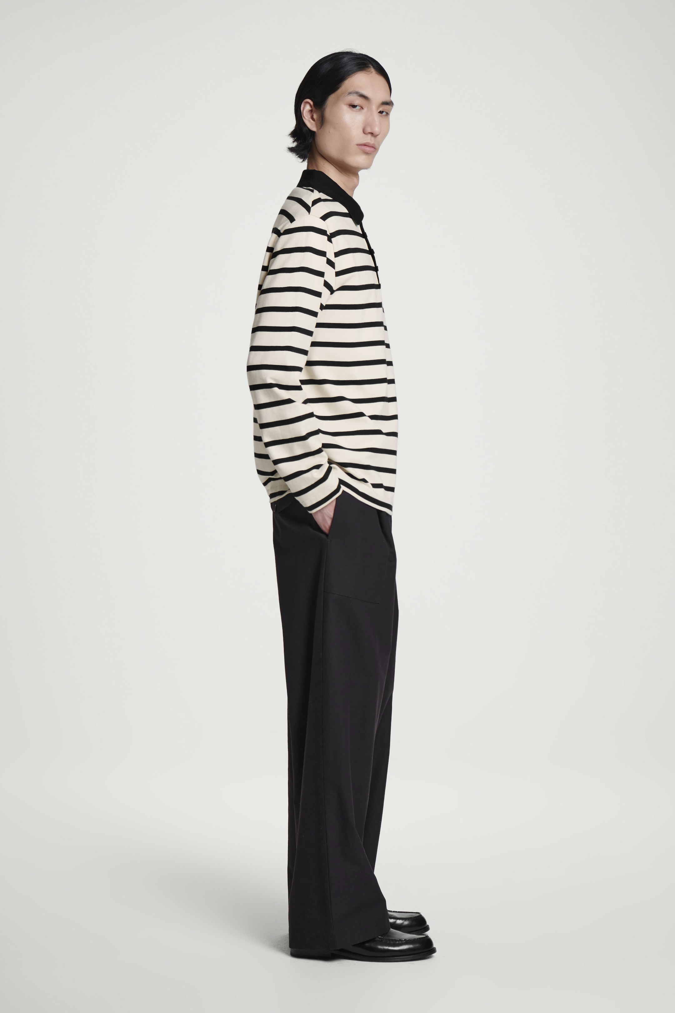 STRIPED LONG-SLEEVED POLO SHIRT