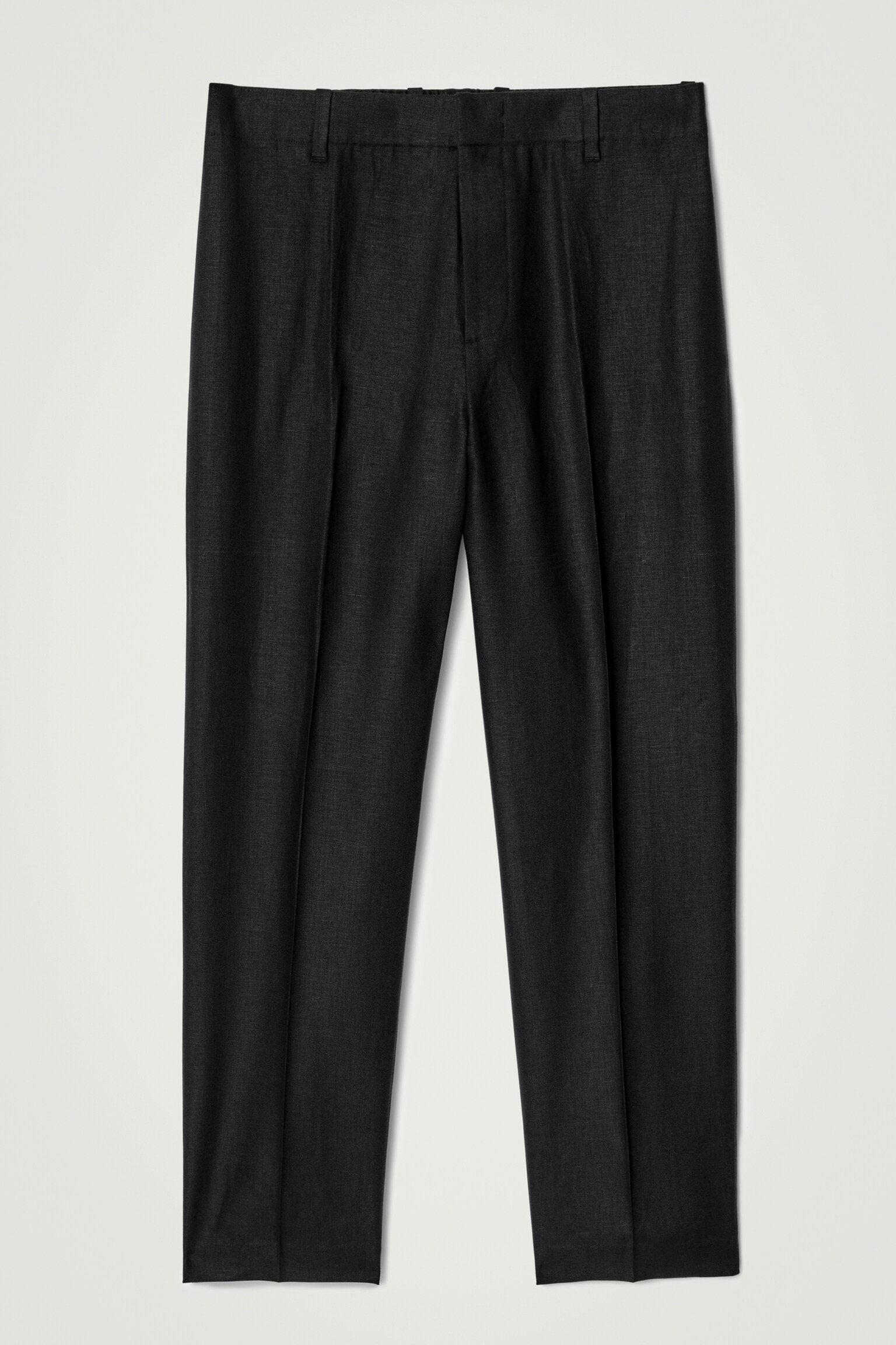 LEINENHOSE MIT GERADEM BEIN UND ELASTISCHEM BUND - SCHWARZ/BRAUN/NAVYBLAU - 2