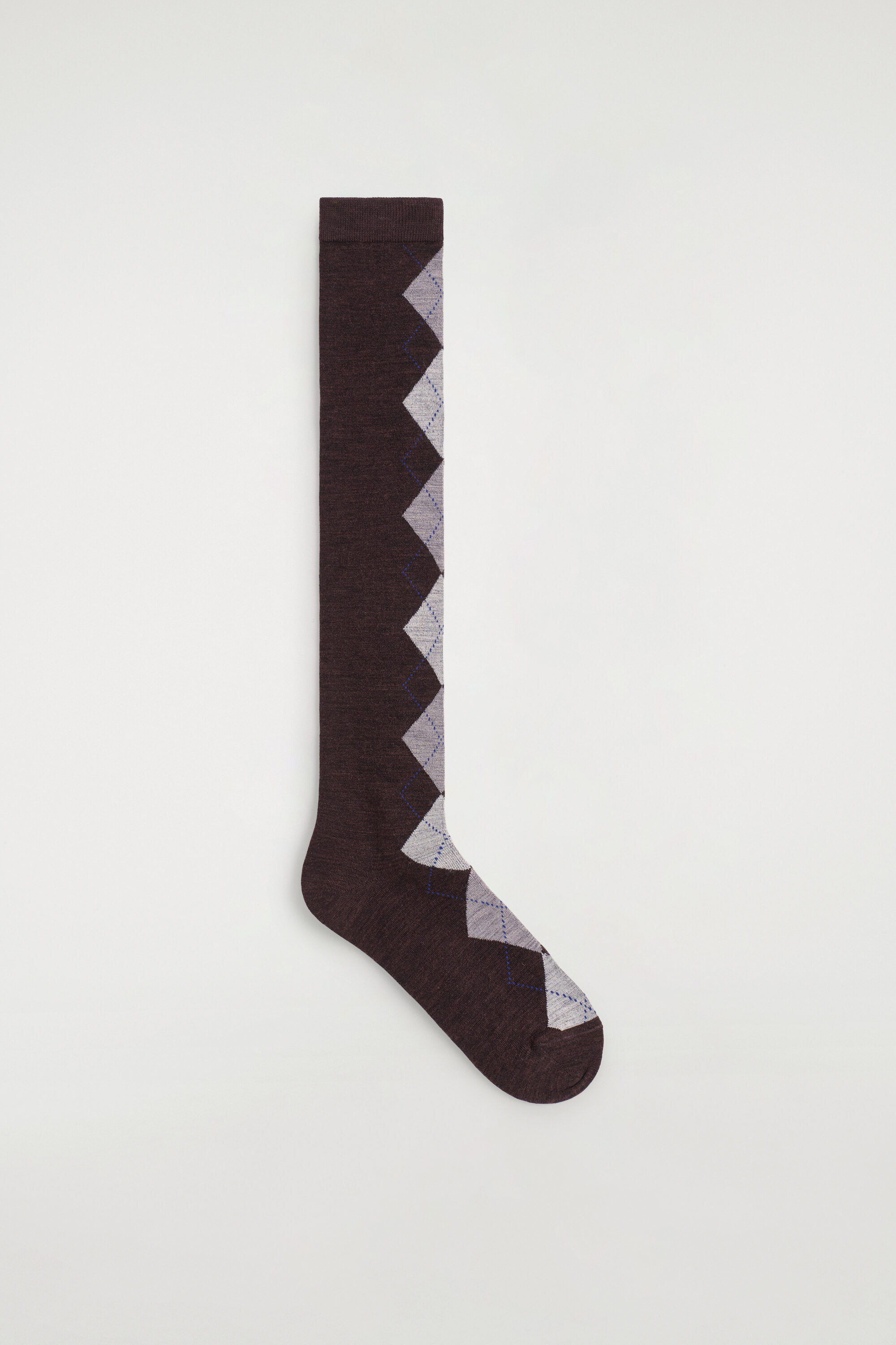 ARGYLE WOOL-BLEND KNEE SOCKS