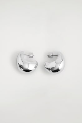 CURVED DOMED EARRINGS — SILVER 3