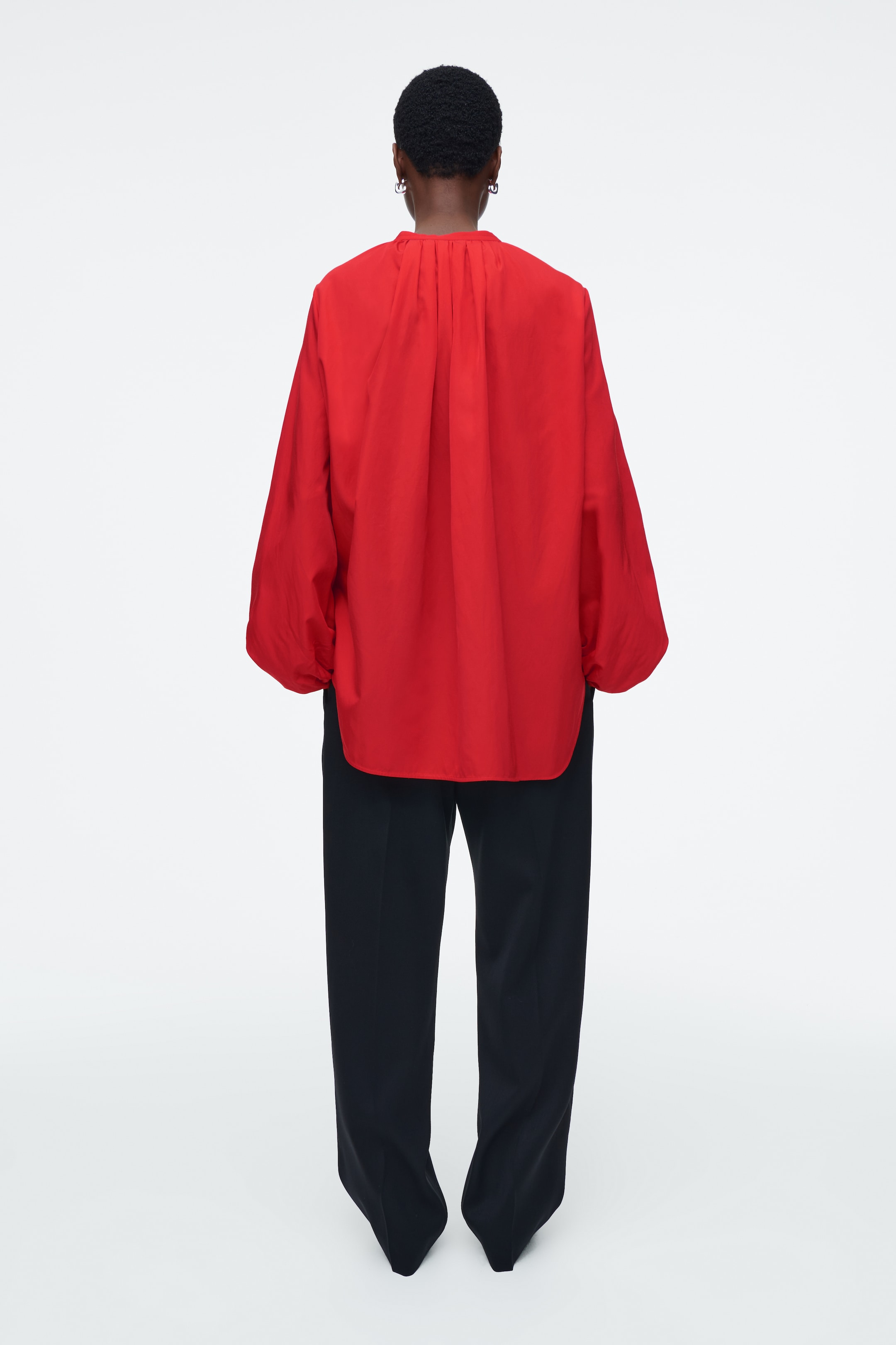 View larger image: BALLOON-SLEEVE SILK BLOUSE - RED - Ladies | H&M GB 5
