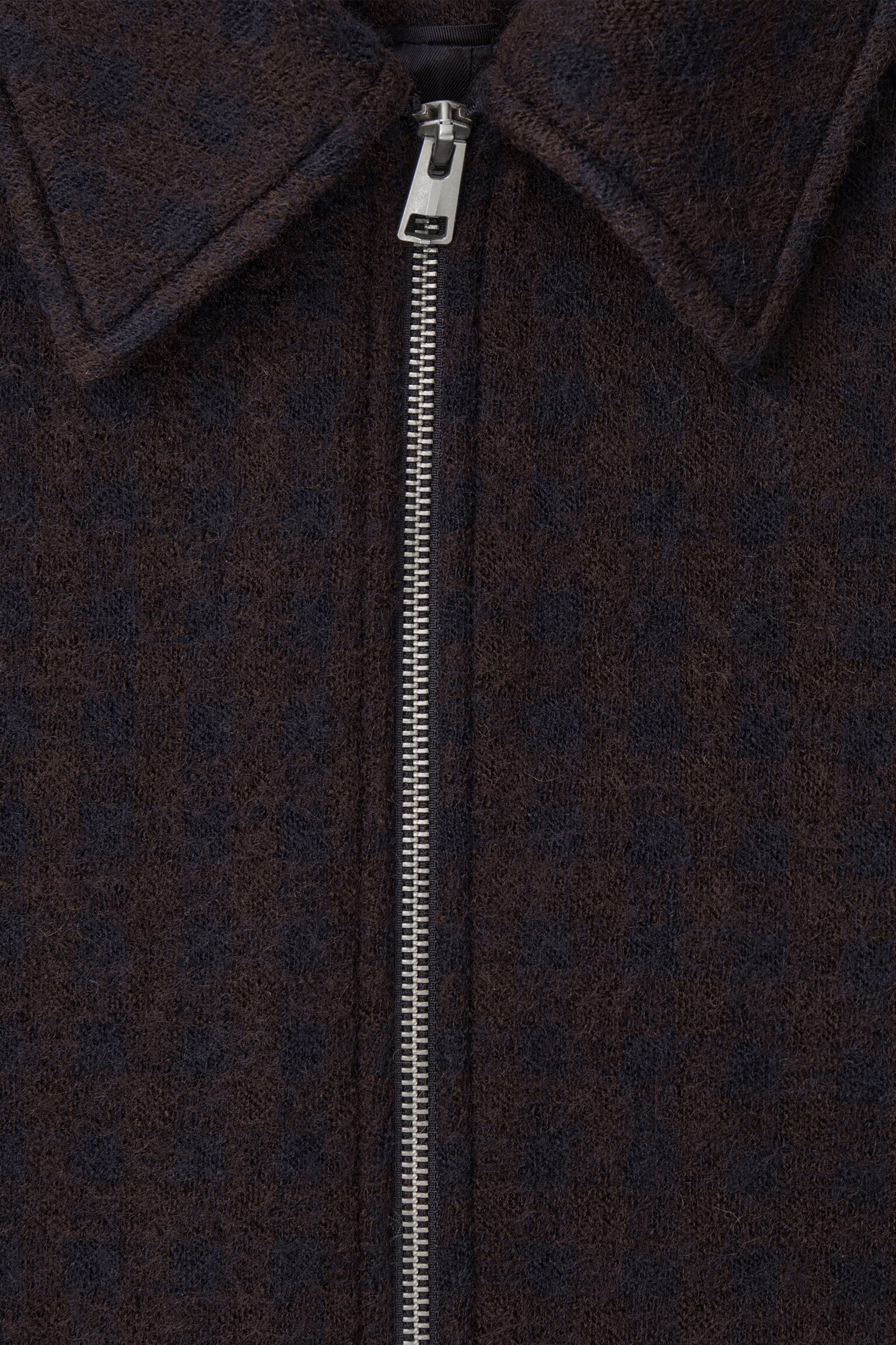 OVERSIZED BOILED-WOOL JACKET - NAVY / CHECKED - 3