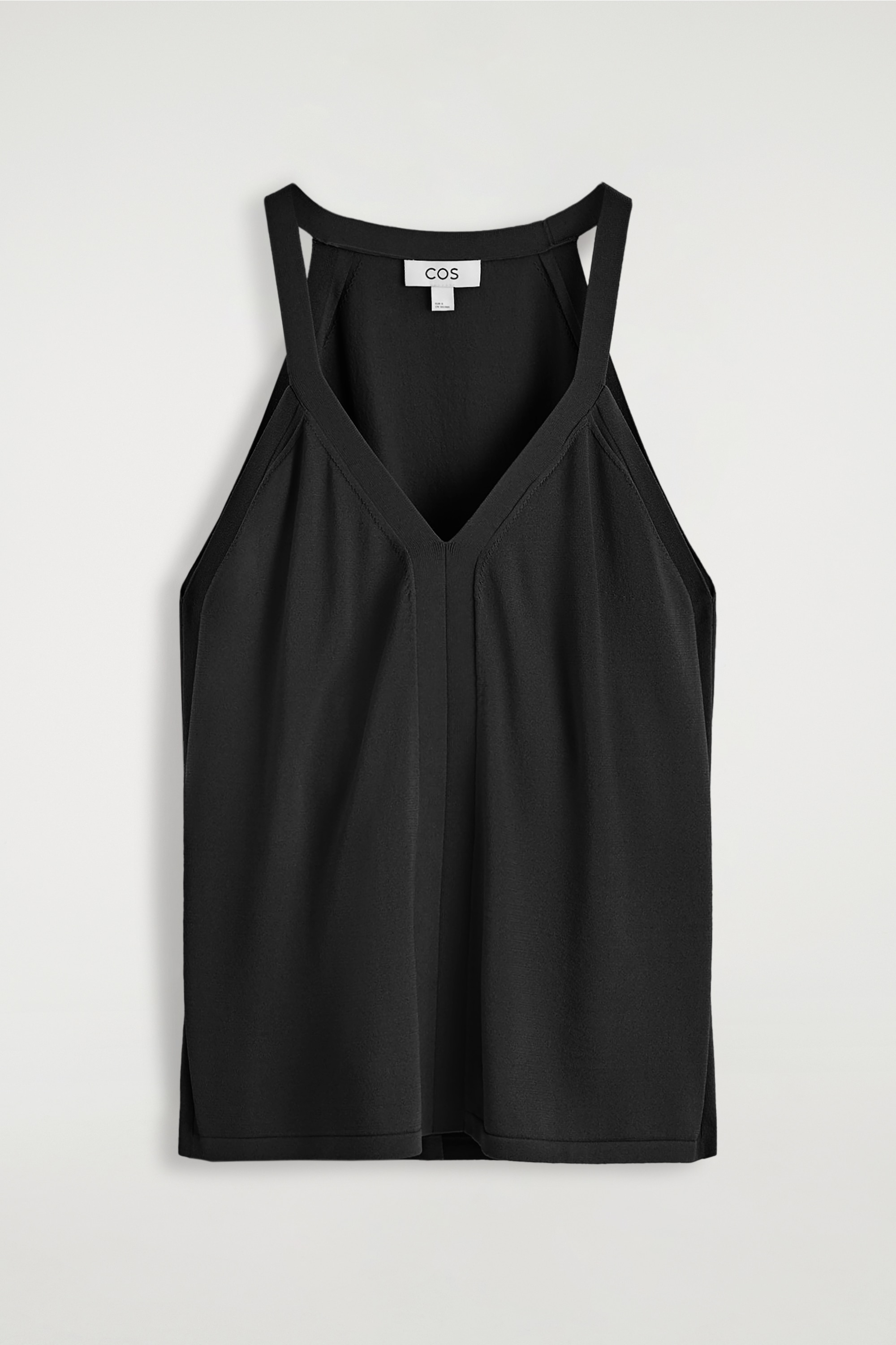 GEBREIDE V-HALS TANKTOP - ZWART/Donkerrood