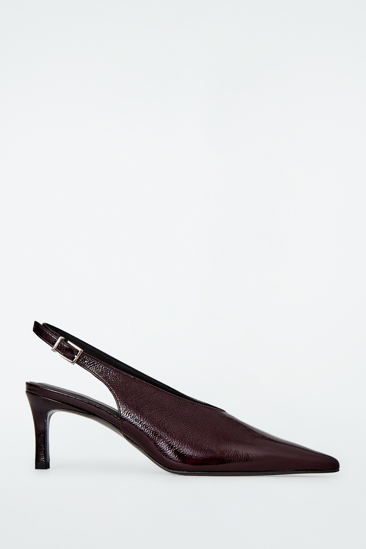 POINTED PATENT-LEATHER SLINGBACK PUMPS - BURGUNDY - 1