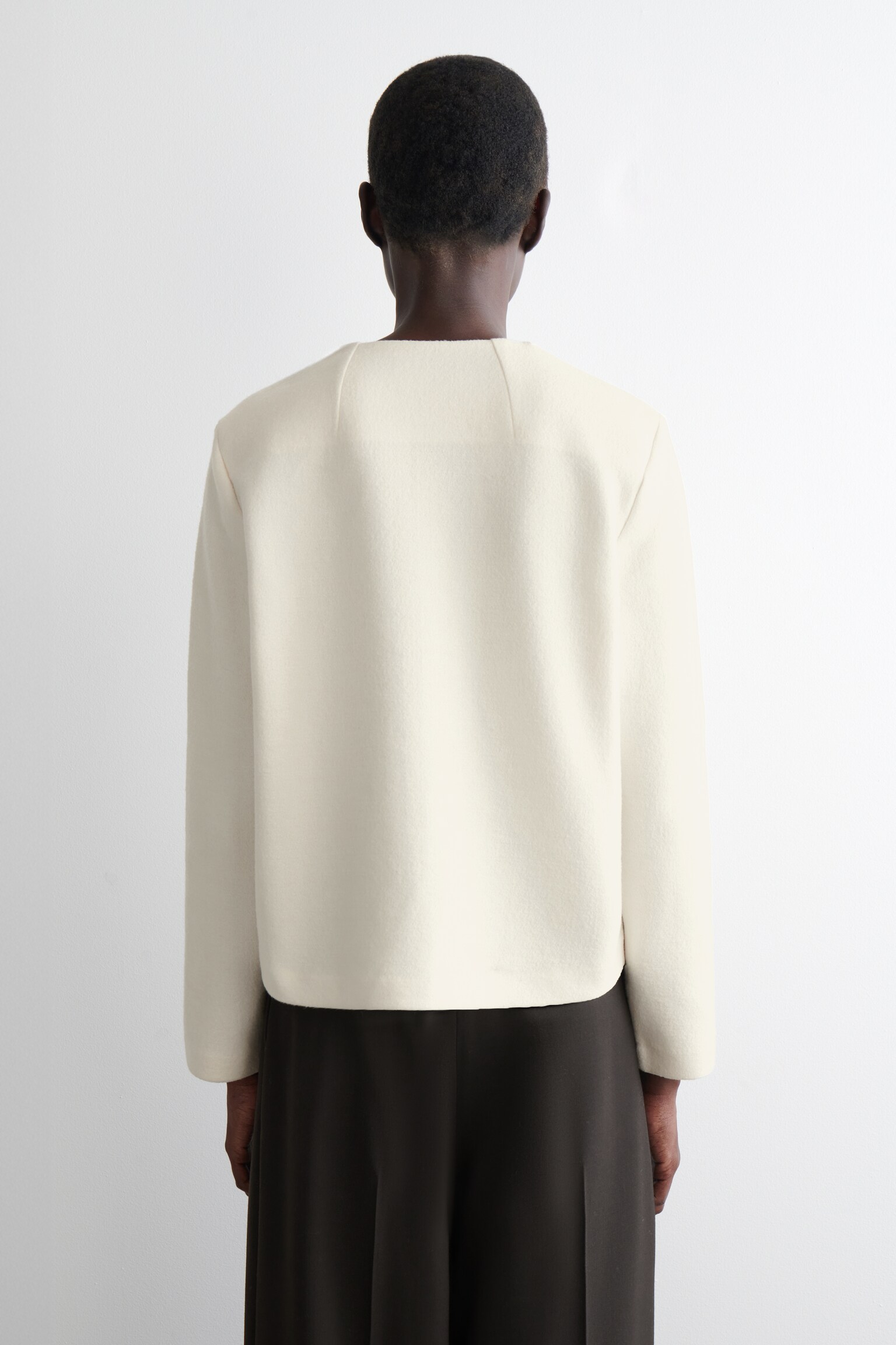 SUDADERA DE LANA HERVIDA CON DETALLE DE BOTONES - BLANCO/GRIS OSCURO JASPEADO - 7