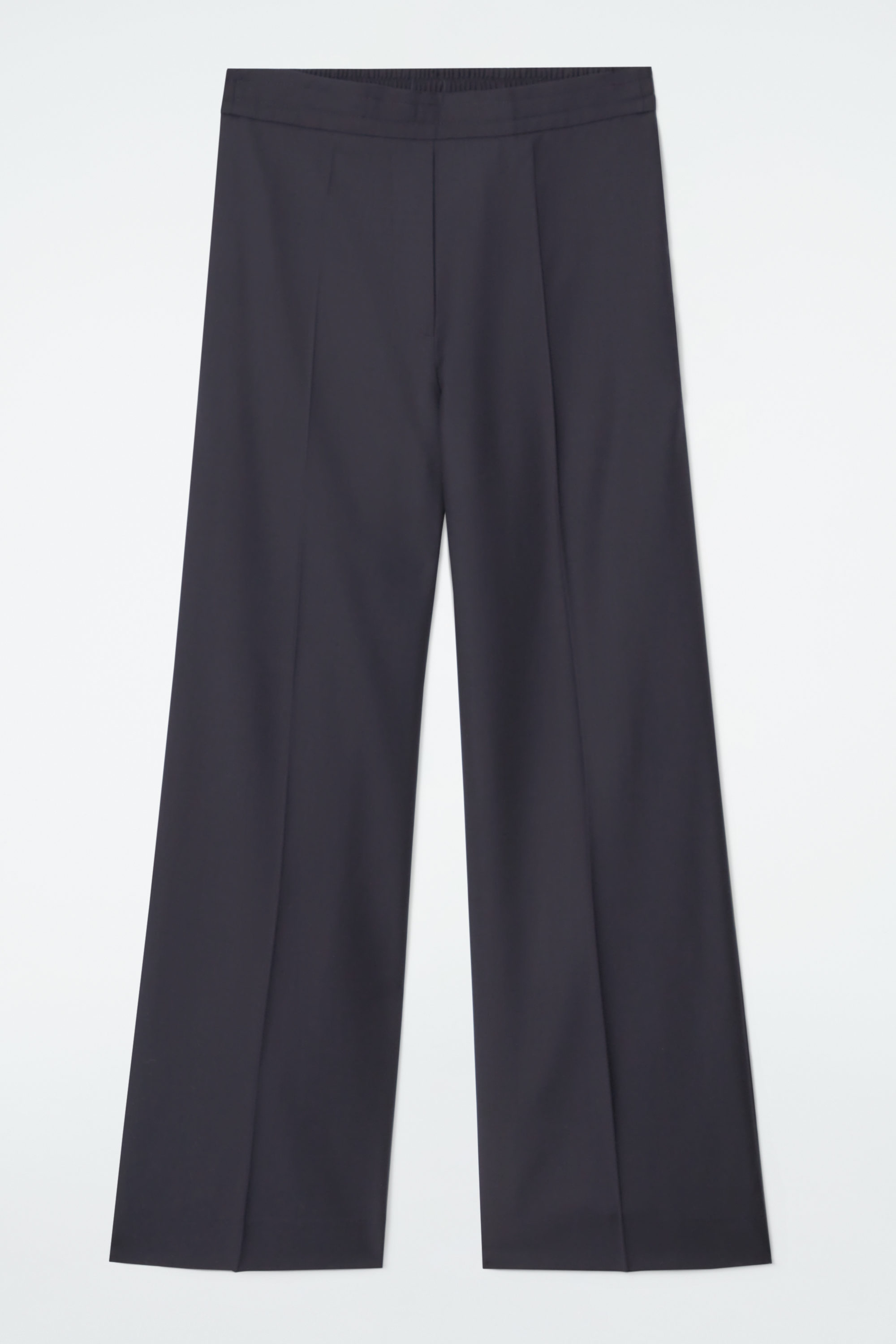 REGULAR ELASTICATED WOOL STRAIGHT-LEG PANTS - NAVY | COS