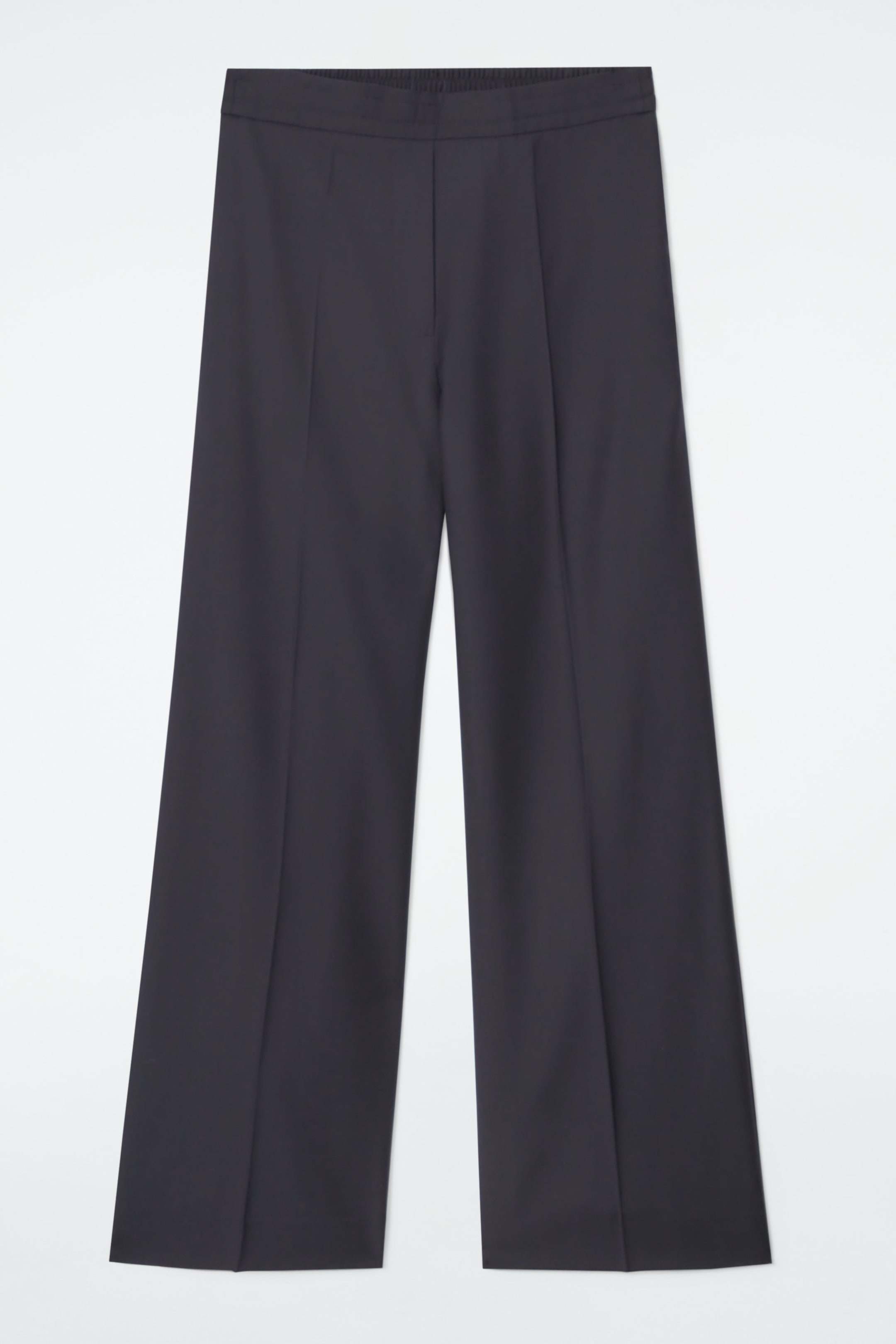 ELASTICATED WOOL STRAIGHT-LEG TROUSERS