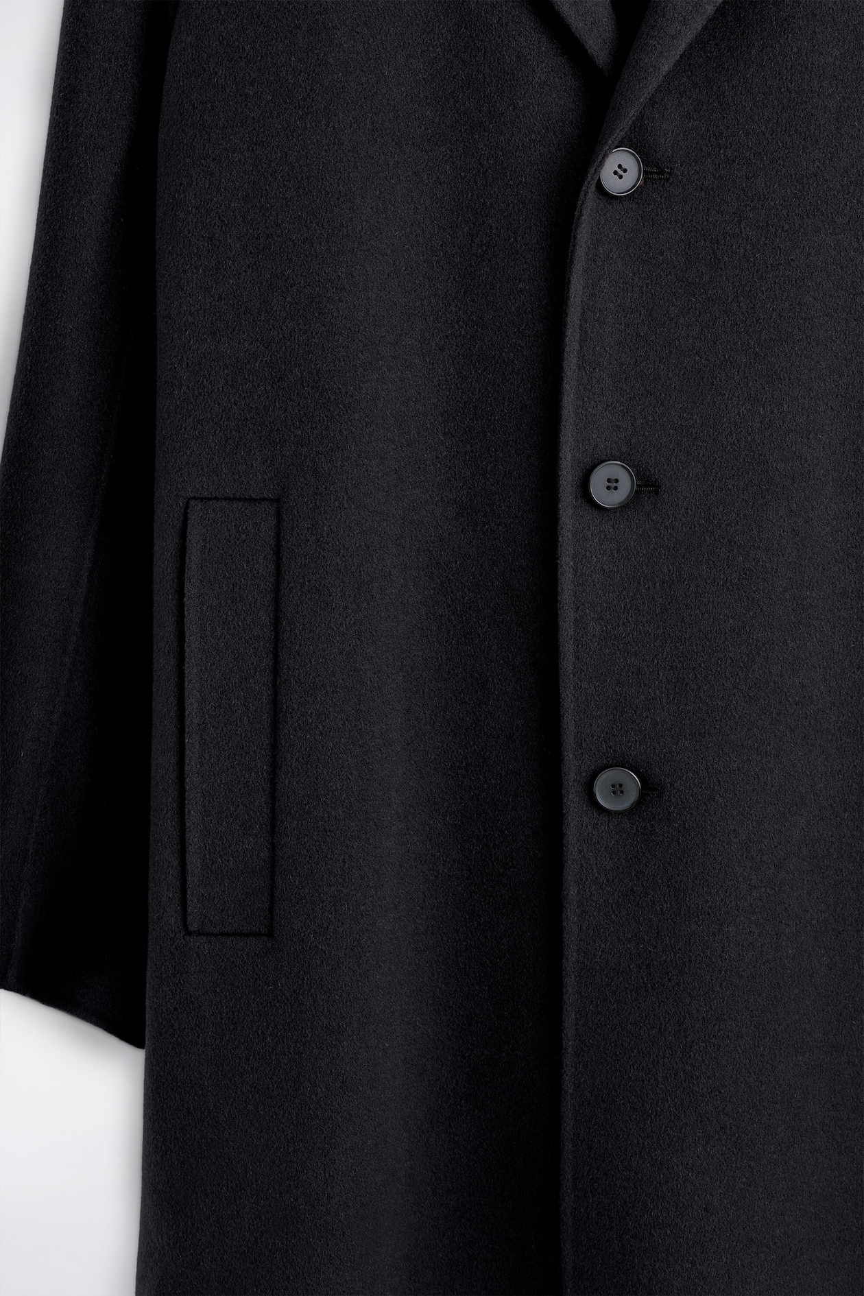 TAILORED DOUBLE-FACED WOOL-BLEND COAT — BLACK