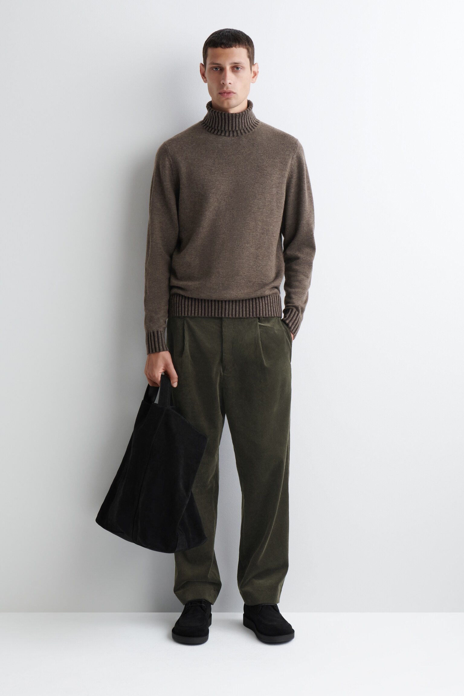 MERINO-CASHMERE ROLL-NECK JUMPER - BROWN MÉLANGE - 5