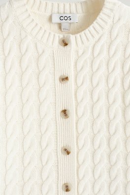 CABLE-KNIT MERINO WOOL CARDIGAN — IVORY 5