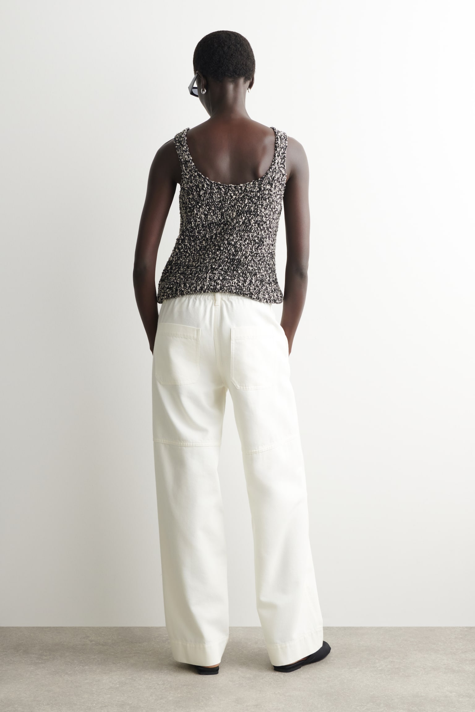 HOSE AUS DENIM MIT WEITEM BEIN UND EINSÄTZEN-WEISS - 5