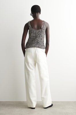 PANELED DENIM WIDE-LEG PANTS — WHITE 4