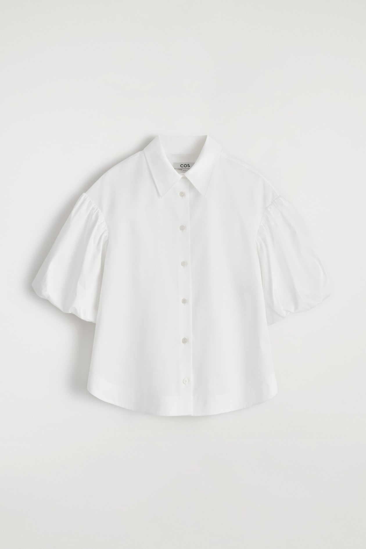 Cos Women's Puff-Sleeve Shirt in White | Cotton | Size: 6