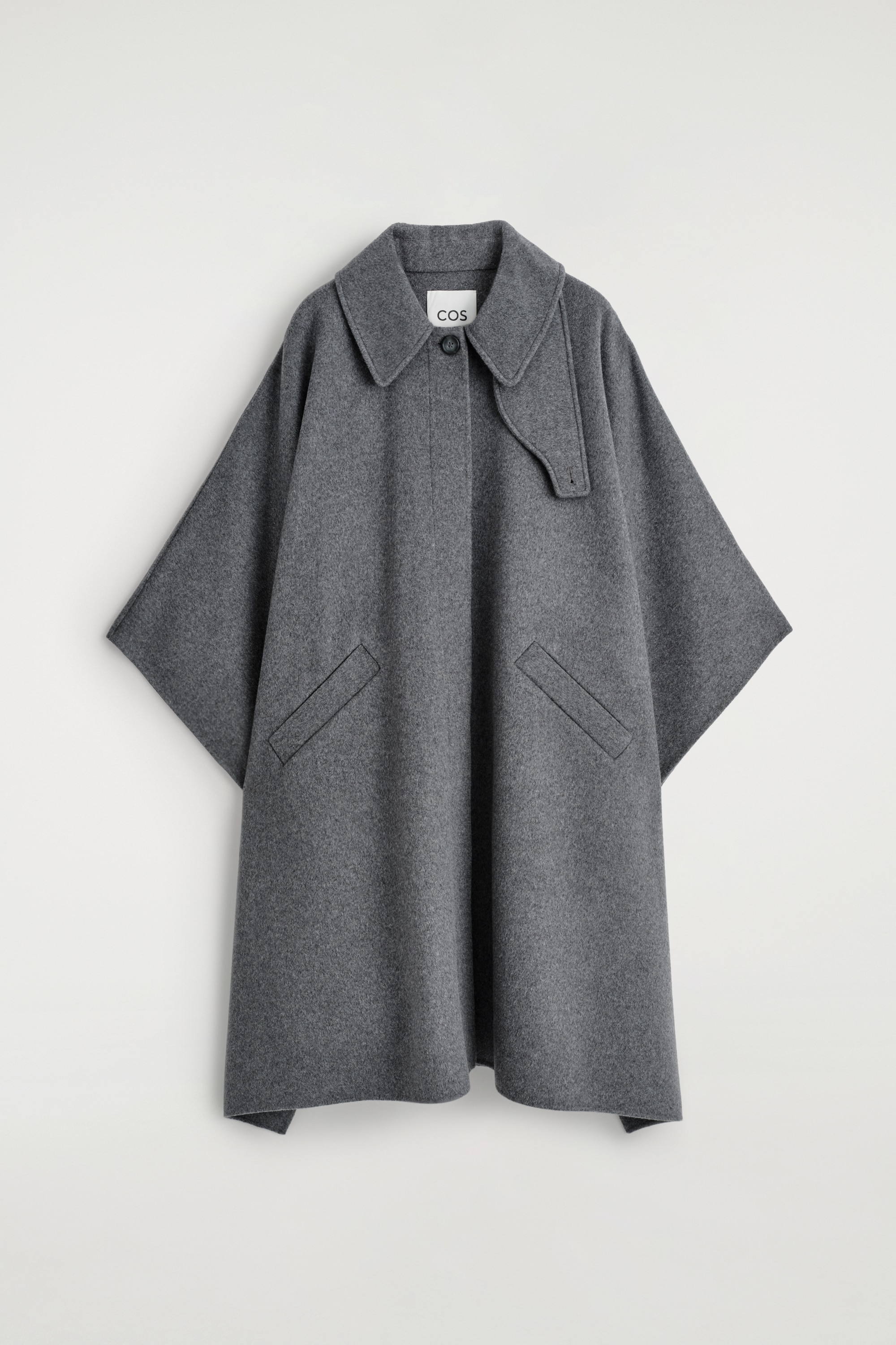 DOUBLE-FACED WOOL LONG CAPE - GREY