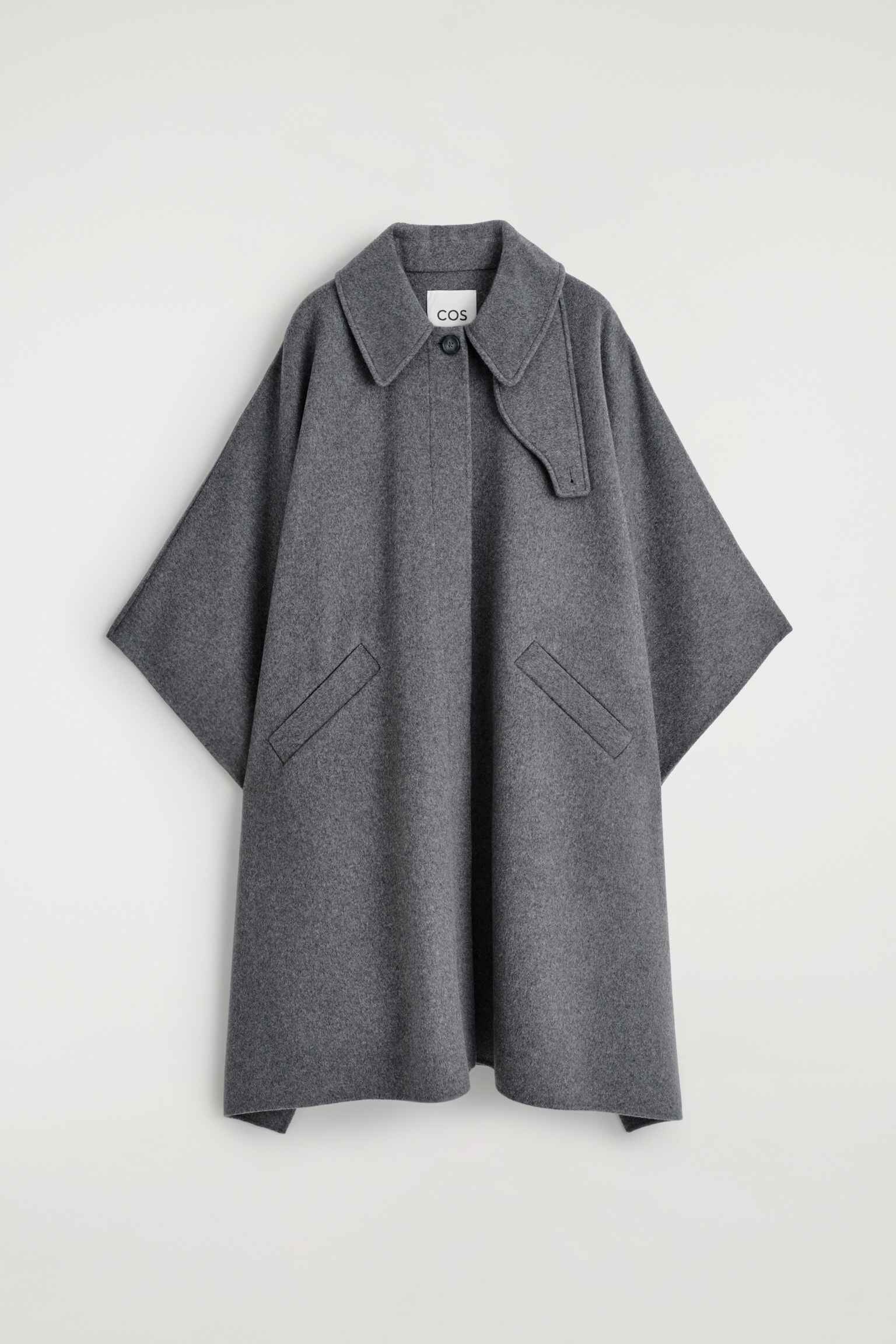 CAPE LONGUE EN LAINE DOUBLE FACE - GRIS/BEIGE - 2