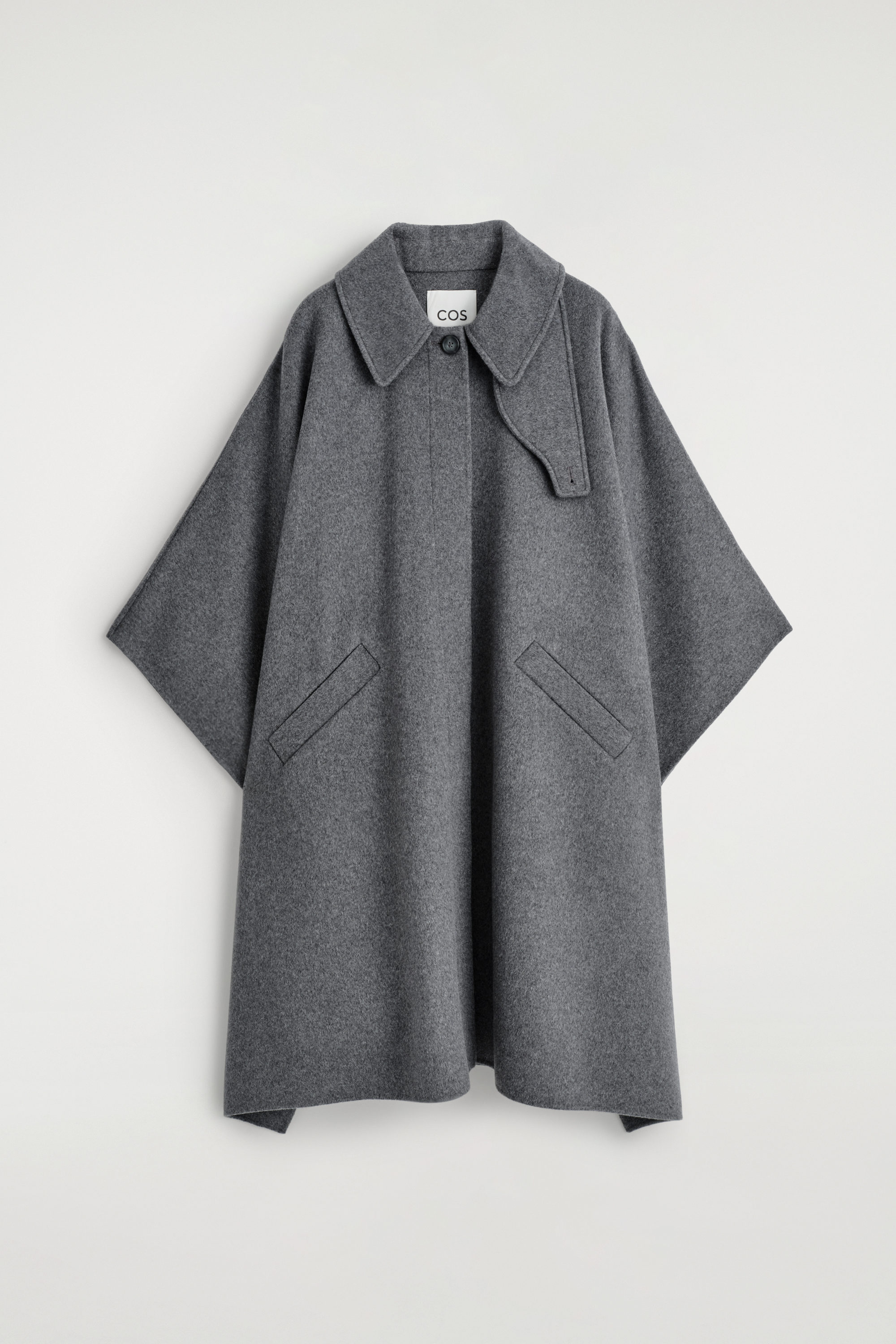 WOOL-TRIMMED LONG CAR COAT - DARK KHAKI | COS