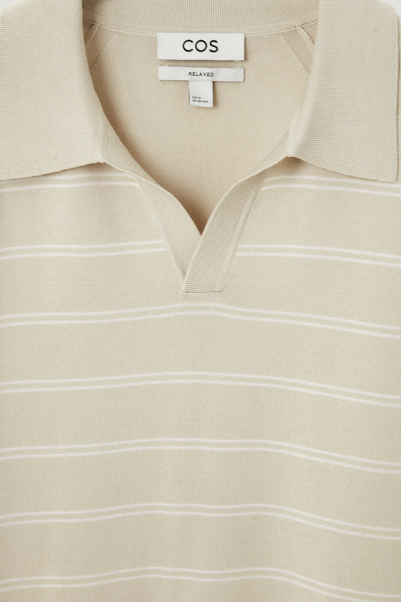 STRIPED KNITTED POLO SHIRT - BEIGE - 2