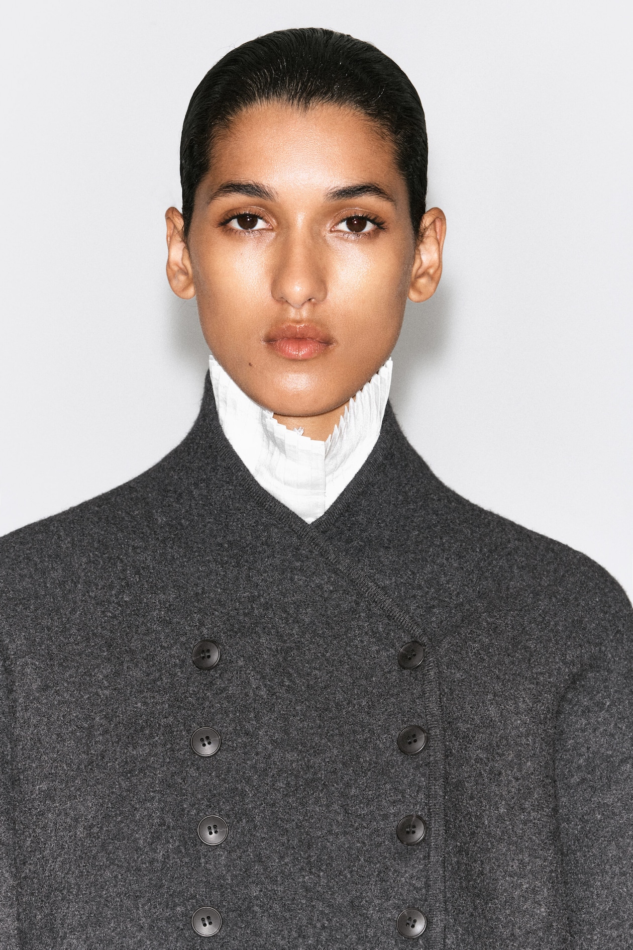 BOILED-WOOL UNIFORM JACKET — CHARCOAL