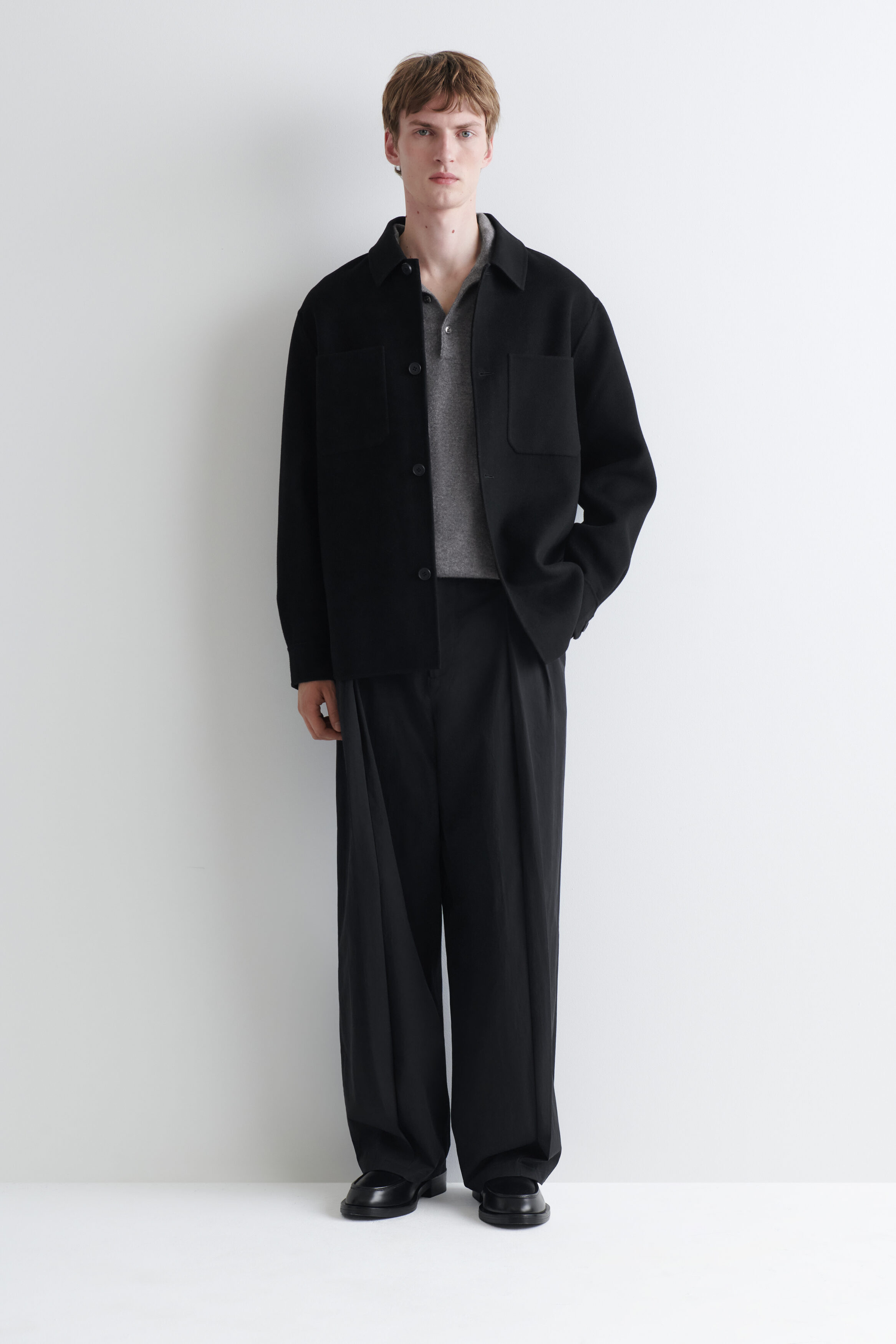 DOUBLE-FACED WOOL OVERSHIRT - BLACK | COS US