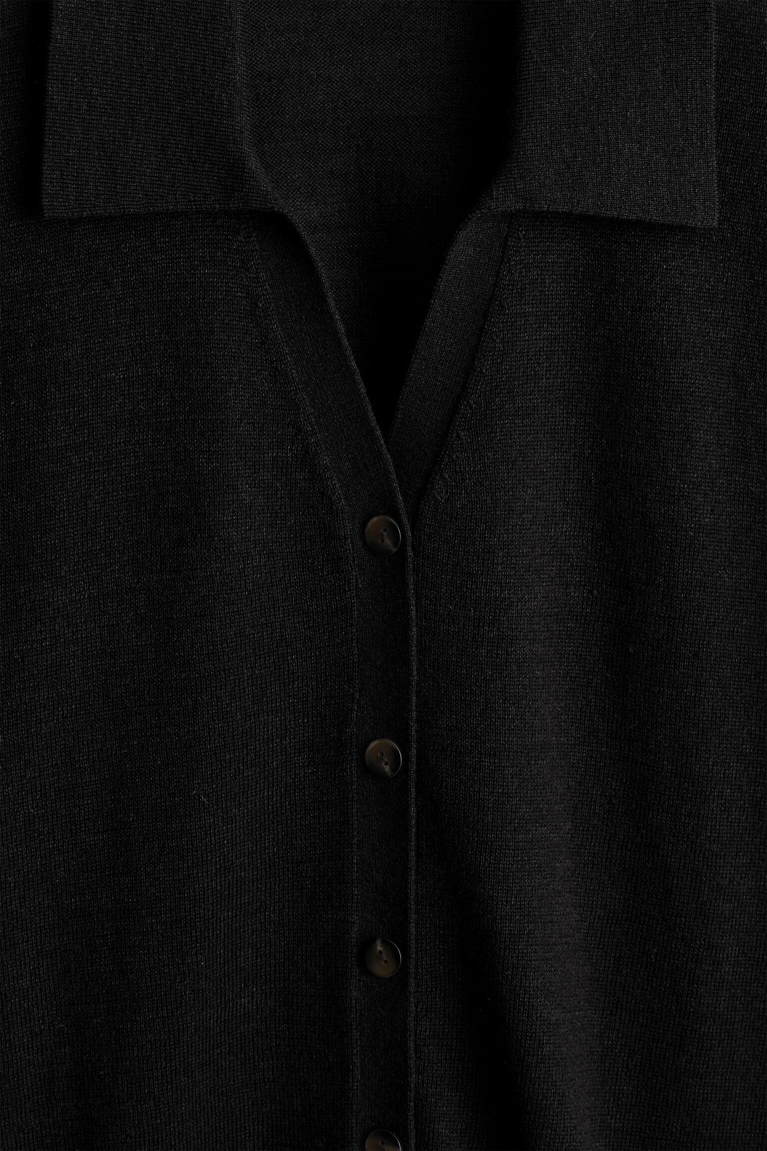 CAMICIA IN MAGLIA DI LINO E LANA MERINO - NERO/PIETRA MÉLANGE - 5