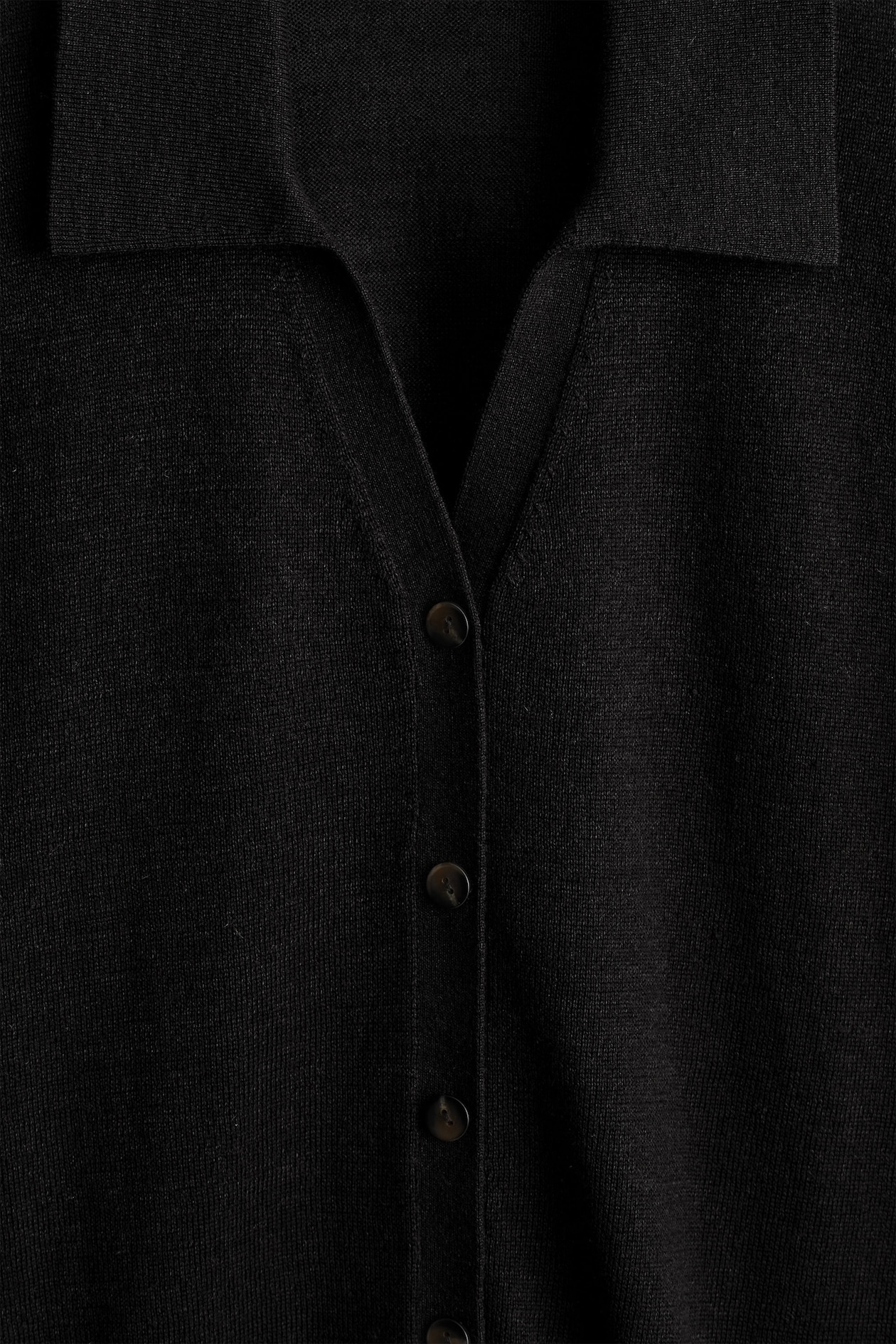 KNITTED LINEN-MERINO SHIRT — BLACK