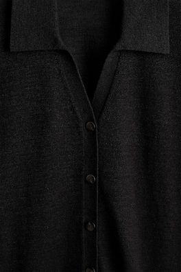 KNITTED LINEN-MERINO SHIRT — BLACK 6