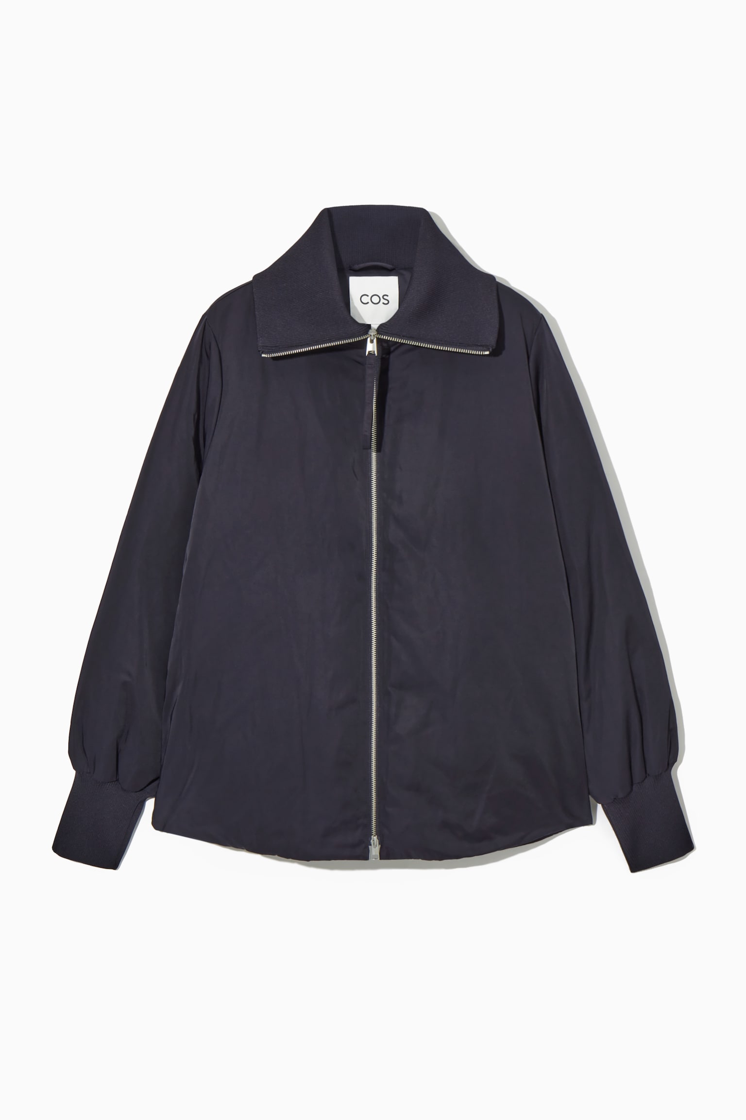RIBBED-COLLAR PUFFER JACKET - NAVY