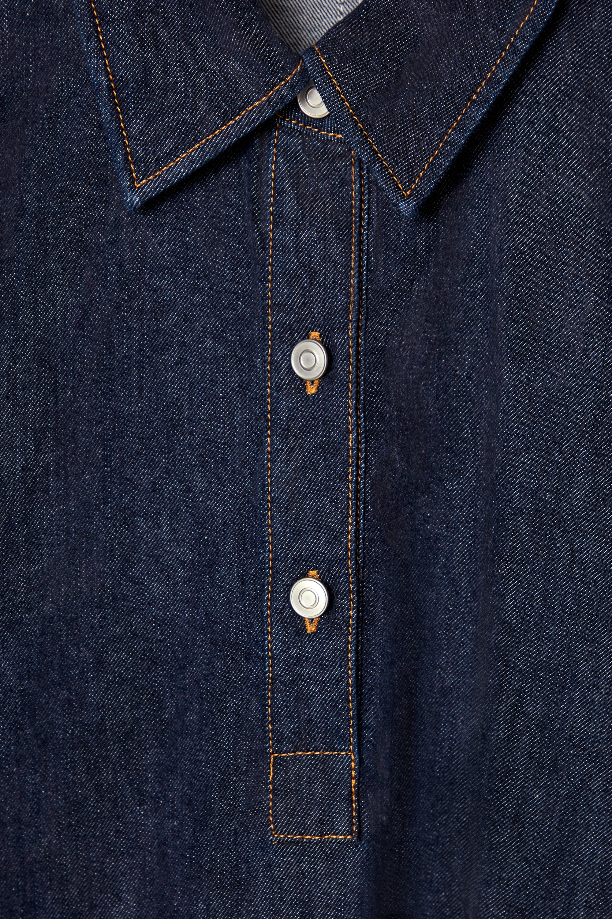 A-LINE DENIM MINI SHIRT DRESS - DARK BLUE