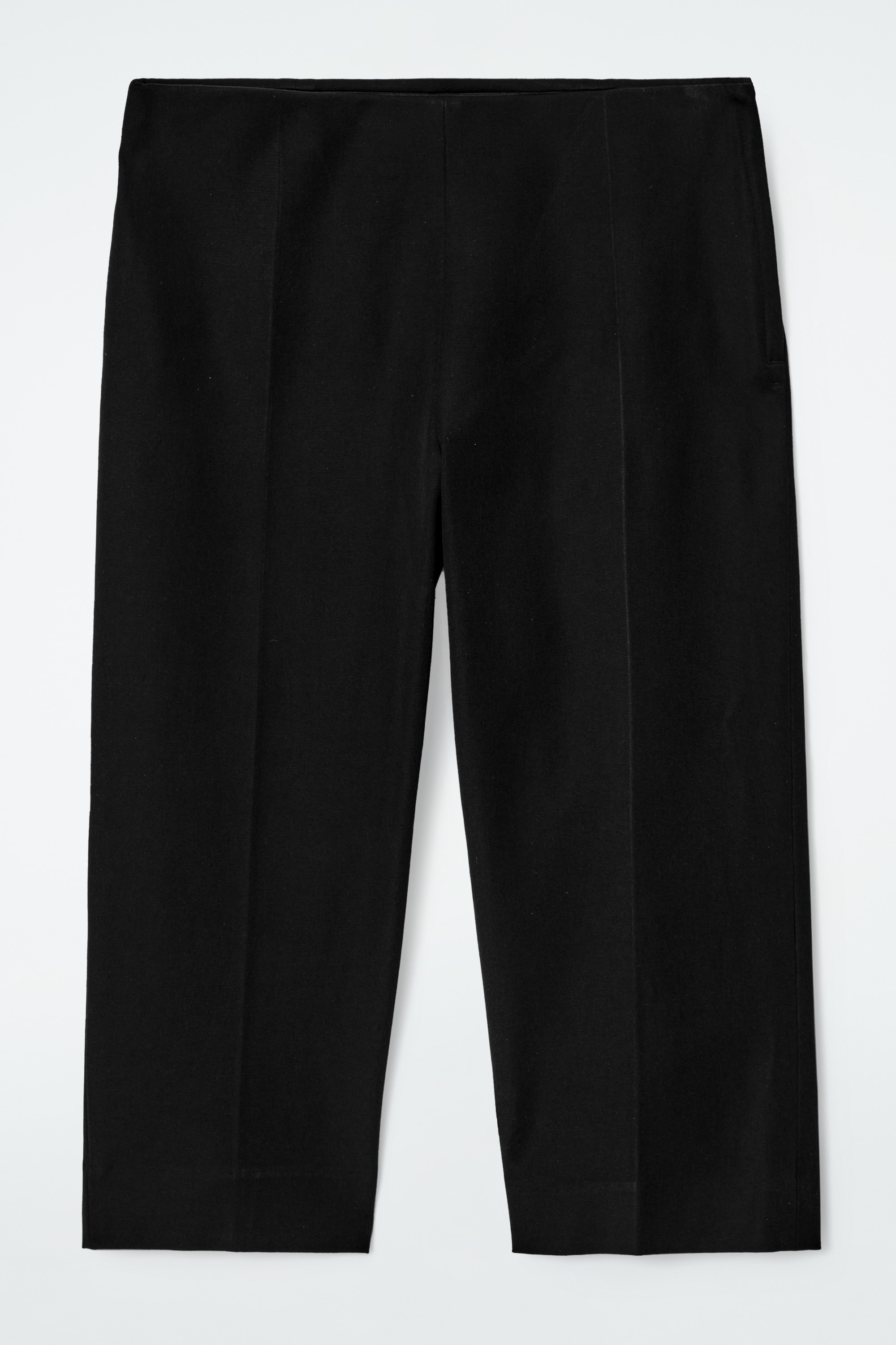 COTTON-BLEND CAPRI TROUSERS - BLACK