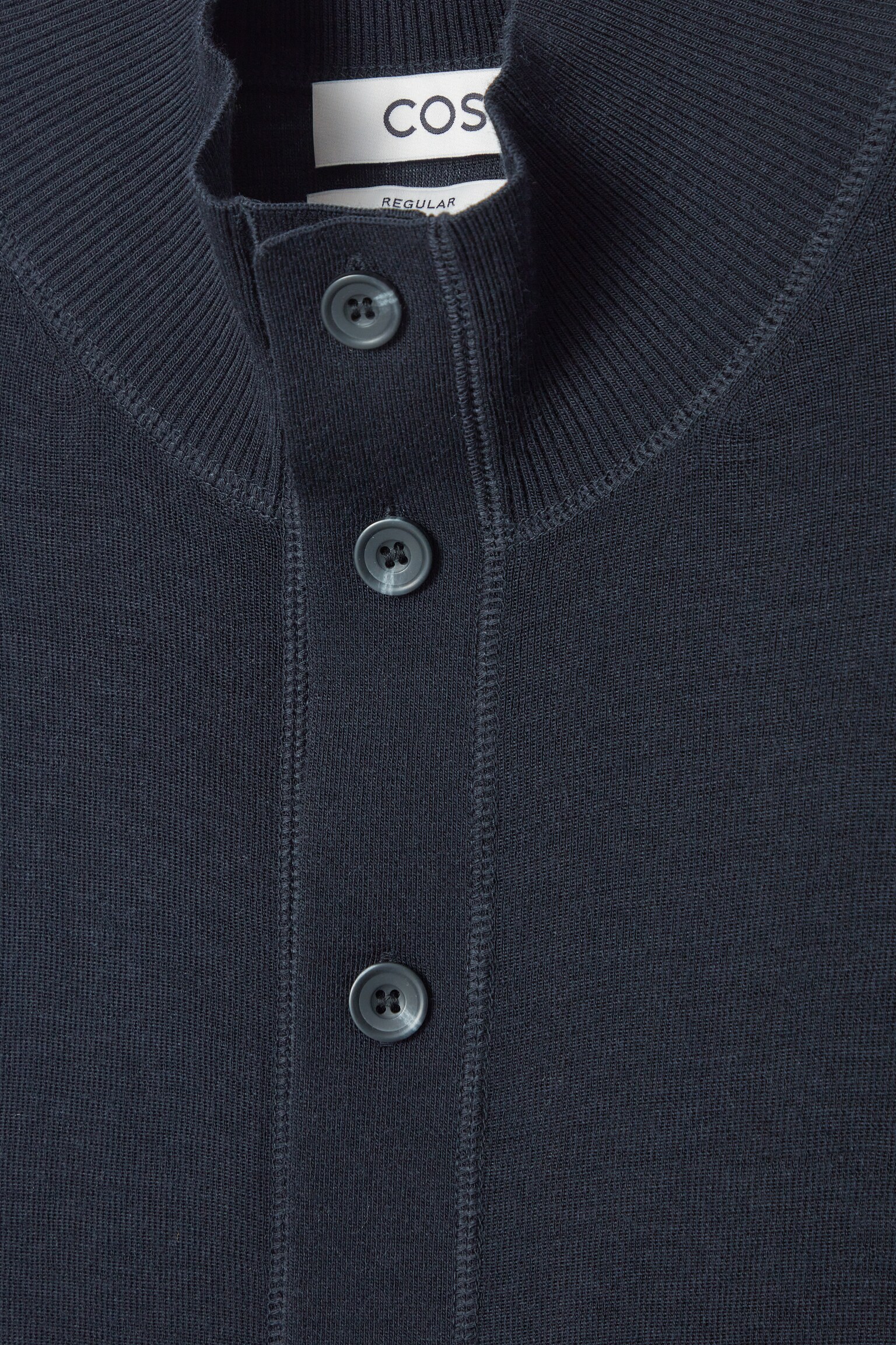 MERINO WOOL FUNNEL-NECK CARDIGAN - NAVY - 2