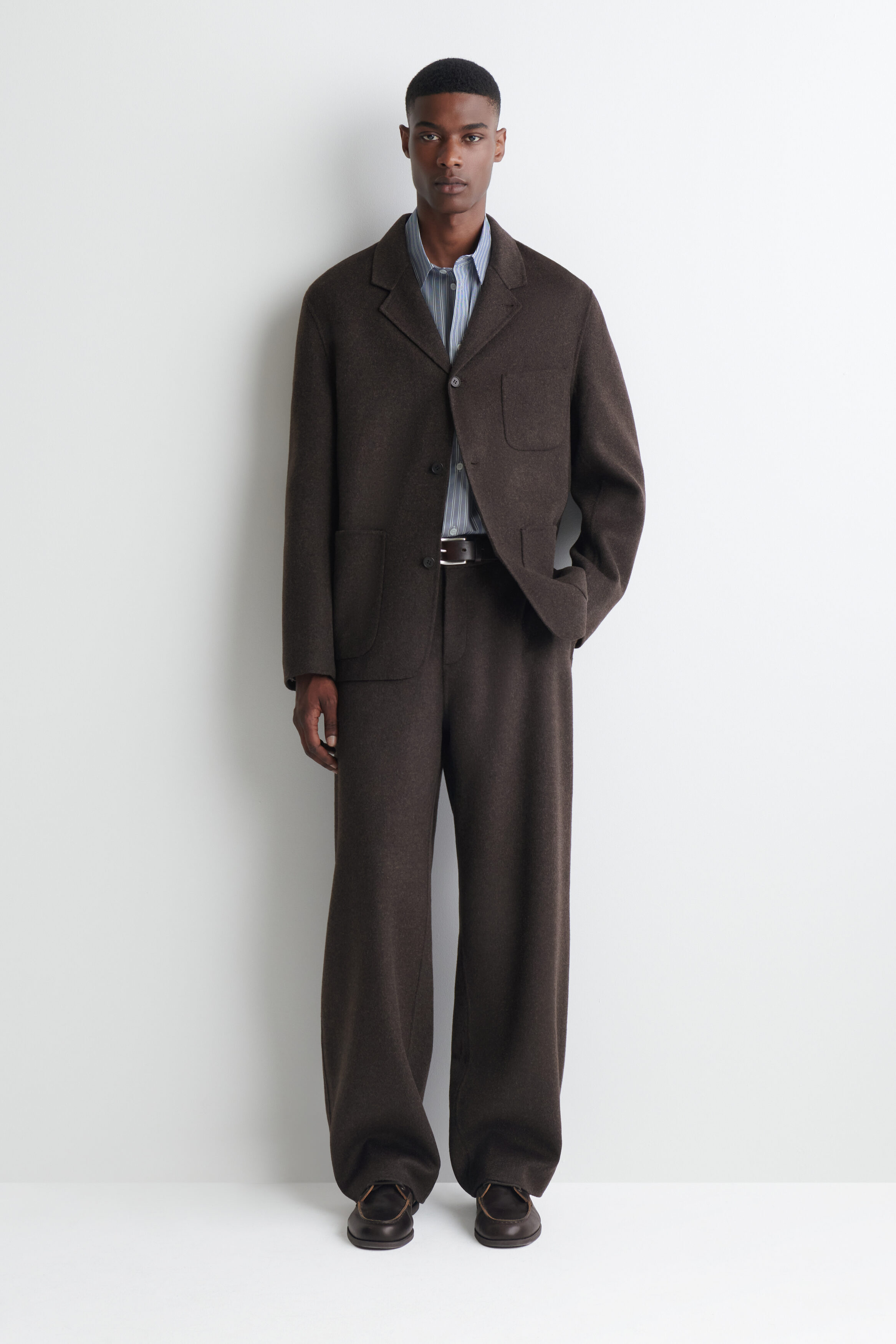 DOUBLE-FACED WOOL RELAXED-FIT WIDE-LEG PANTS - thumbnail 2