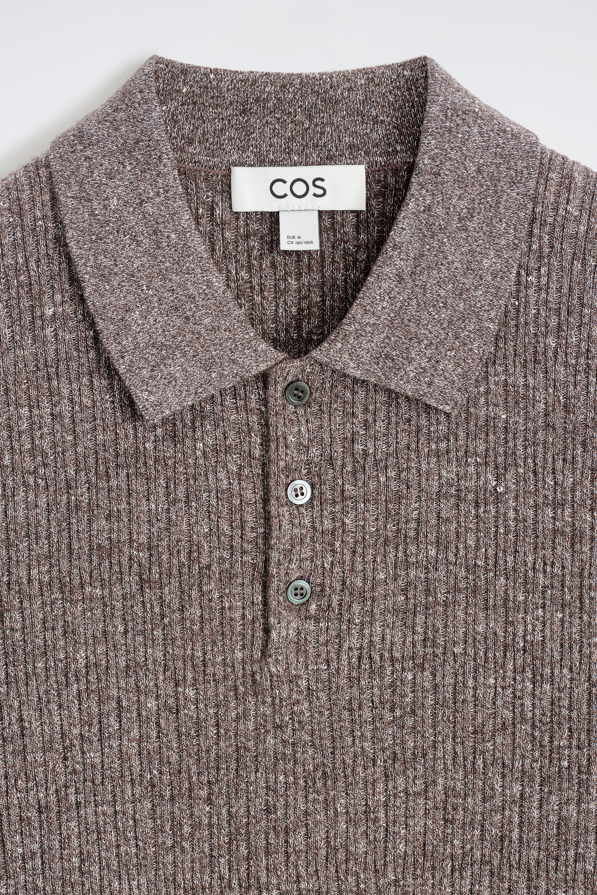 CASHMERE-LINEN POLO SHIRT - BROWN MÉLANGE | COS US