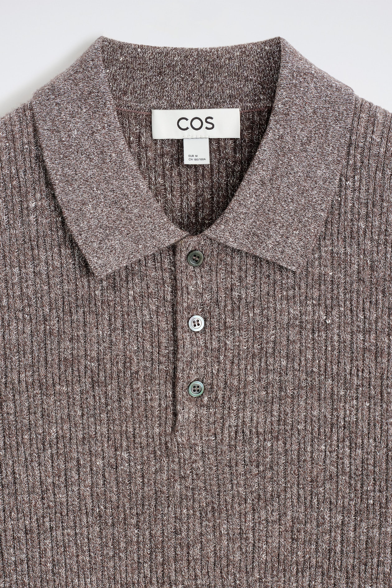 CASHMERE-LINEN POLO SHIRT — BROWN MÉLANGE