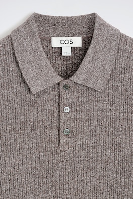 CASHMERE-LINEN POLO SHIRT — BROWN MÉLANGE 6