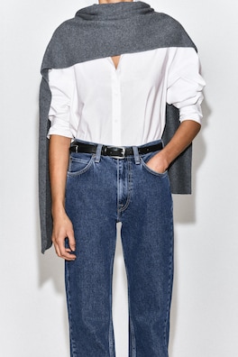 LEATHER WESTERN BELT — BLACK / SILVER 1