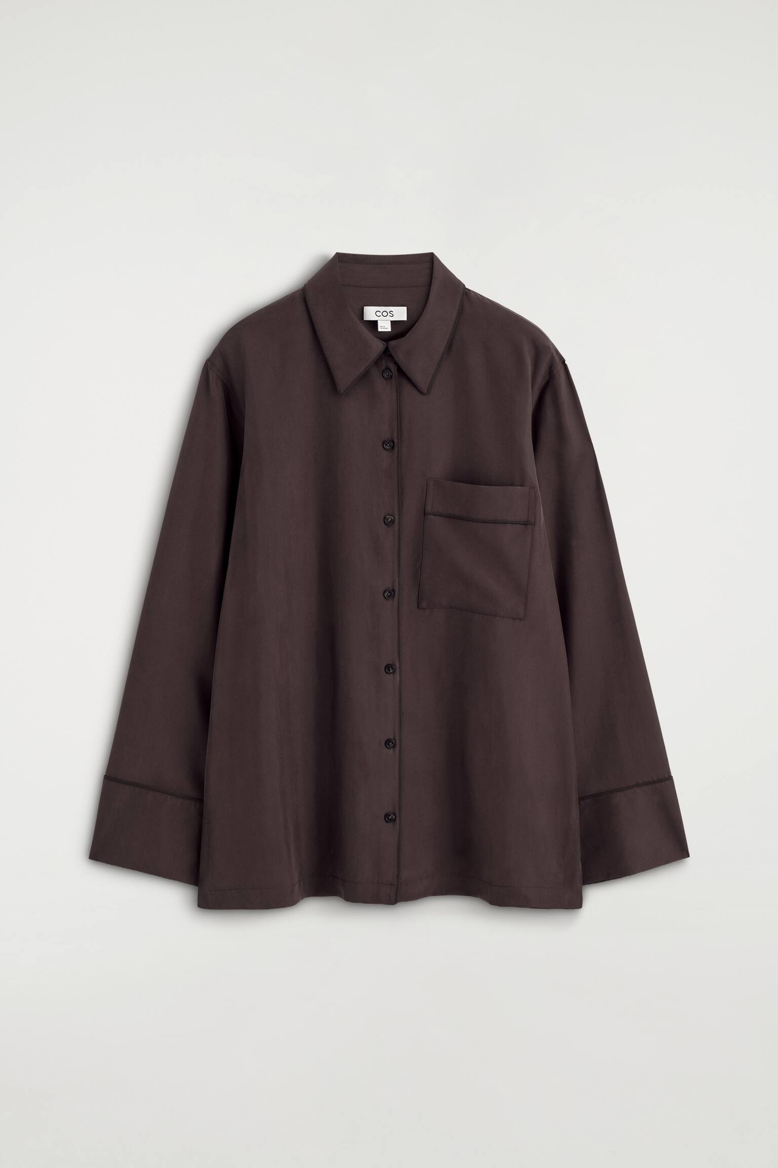 WASHED-SILK SHIRT - חום - 1