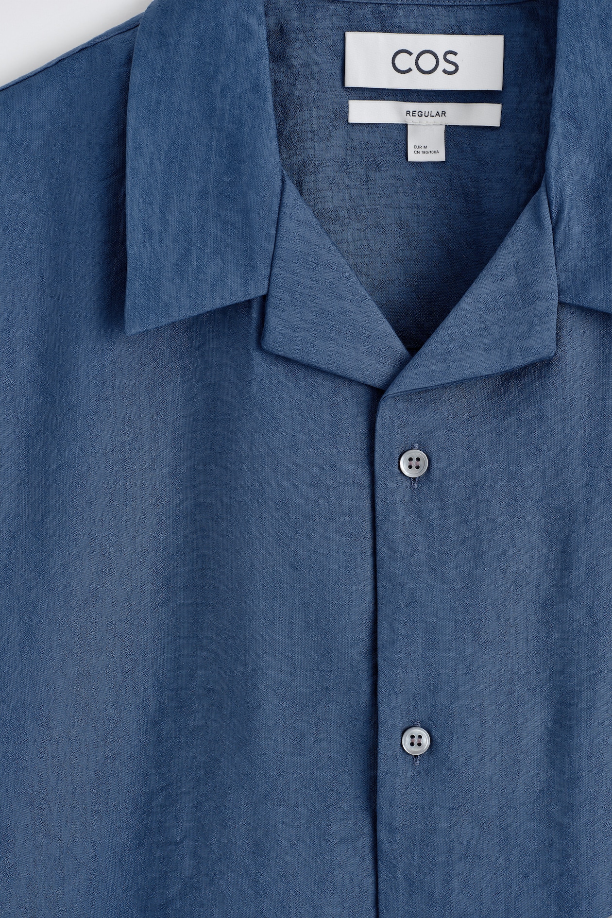 CAMP-COLLAR JACQUARD SHIRT — BLUE