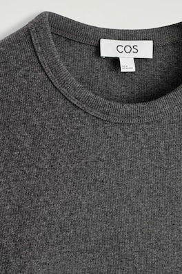 SLIM RIBBED COTTON LONG-SLEEVED T-SHIRT — DARK-GRAY MÉLANGE 5