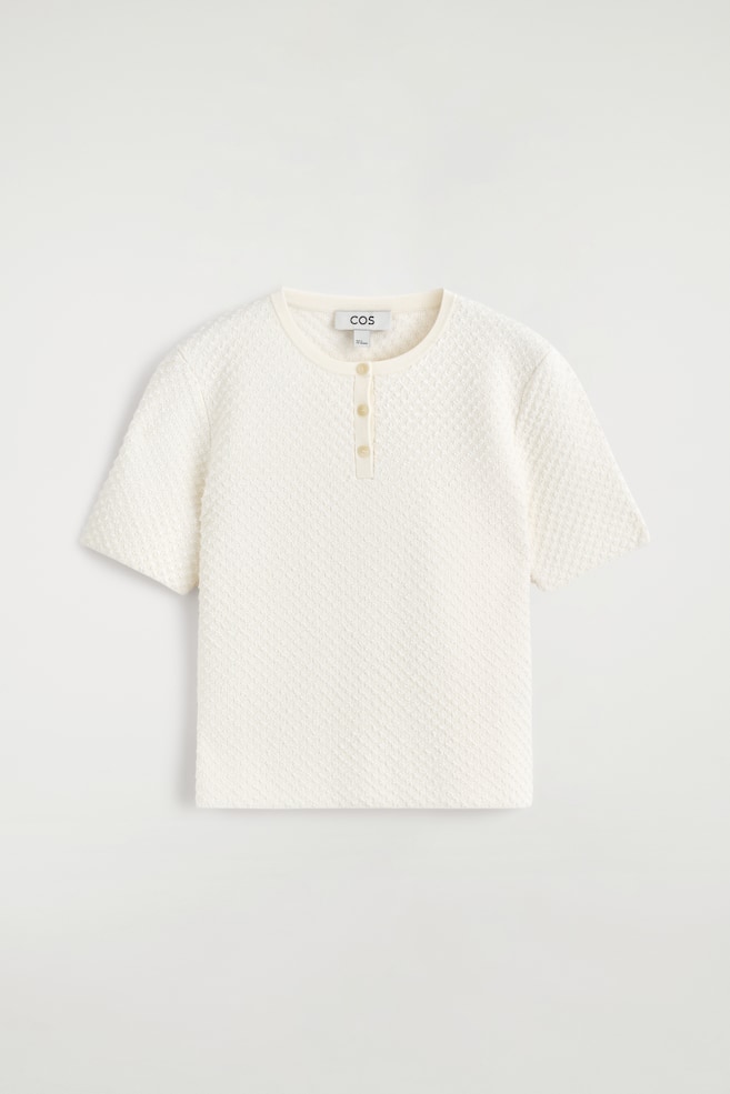 T-SHIRT HENLEY IN MAGLIA JACQUARD - CREMA - 1