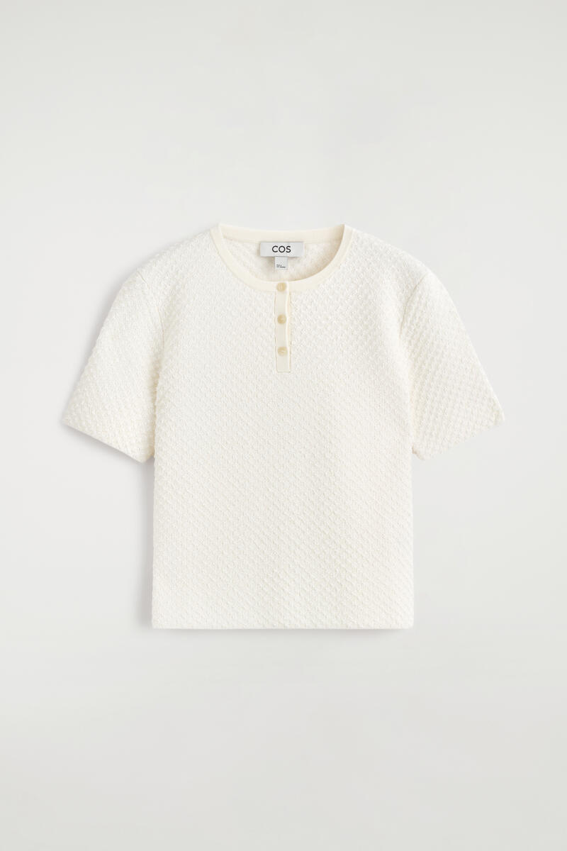Jacquard-Knit Henley T-Shirt