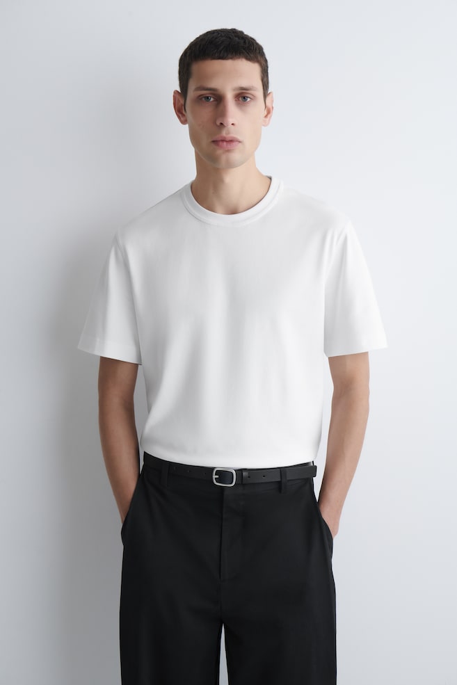 T-SHIRT GIROCOLLO IN COTONE INTERLOCK - BIANCO/BLU NAVY / BIANCO / RIGHE/BLU NAVY/AZZURRO/BLU BRILLANTE/BLU NAVY / BIANCO / RIGHE/BIANCO/VERDE / BIANCO / RIGHE/GIALLO BURRO/NERO/NERO/BLU NAVY - 1