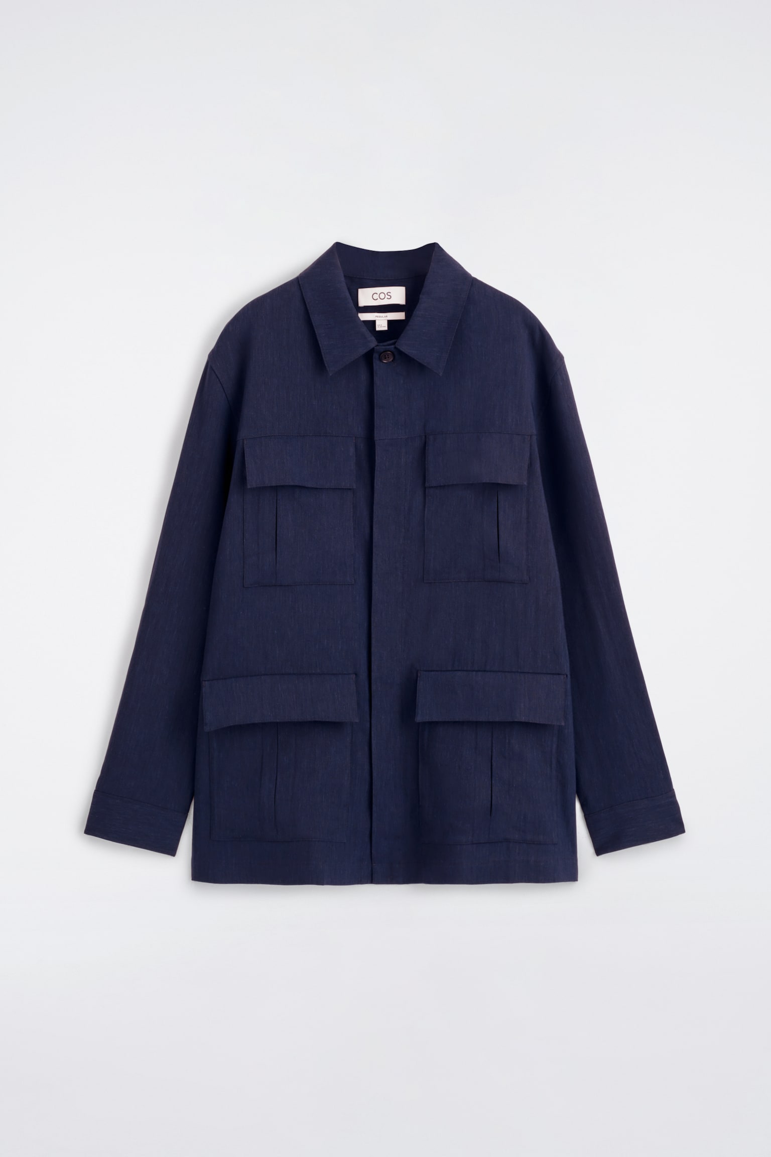 OVERSHIRT UTILITY IN LINO DAL TAGLIO RILASSATO - BLU NAVY - 1