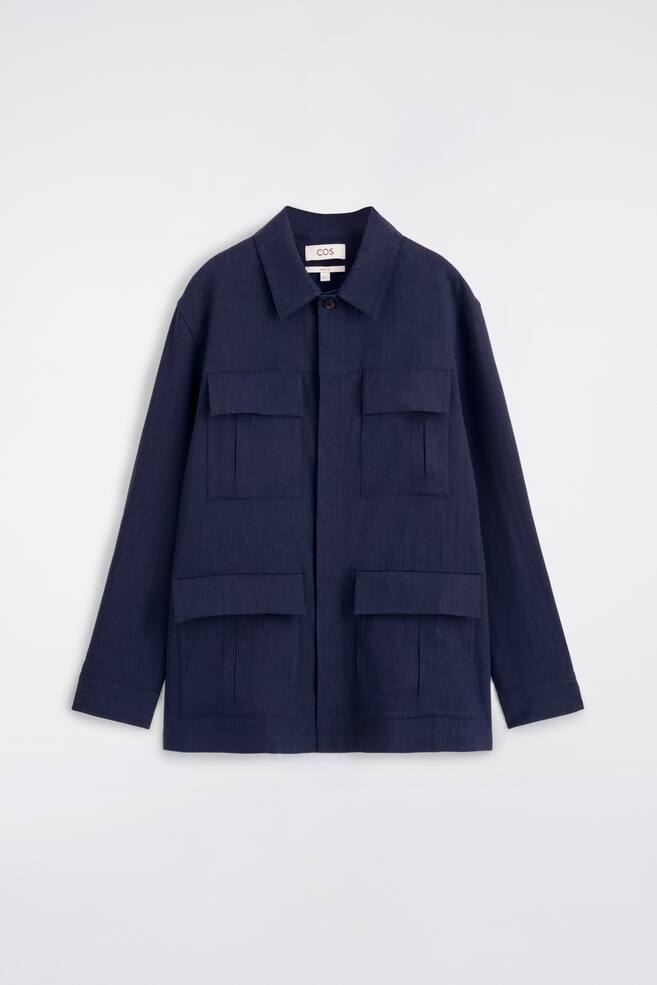 SOBRECAMISA UTILITARIA LINO RELAXED FIT - AZUL MARINO - 1