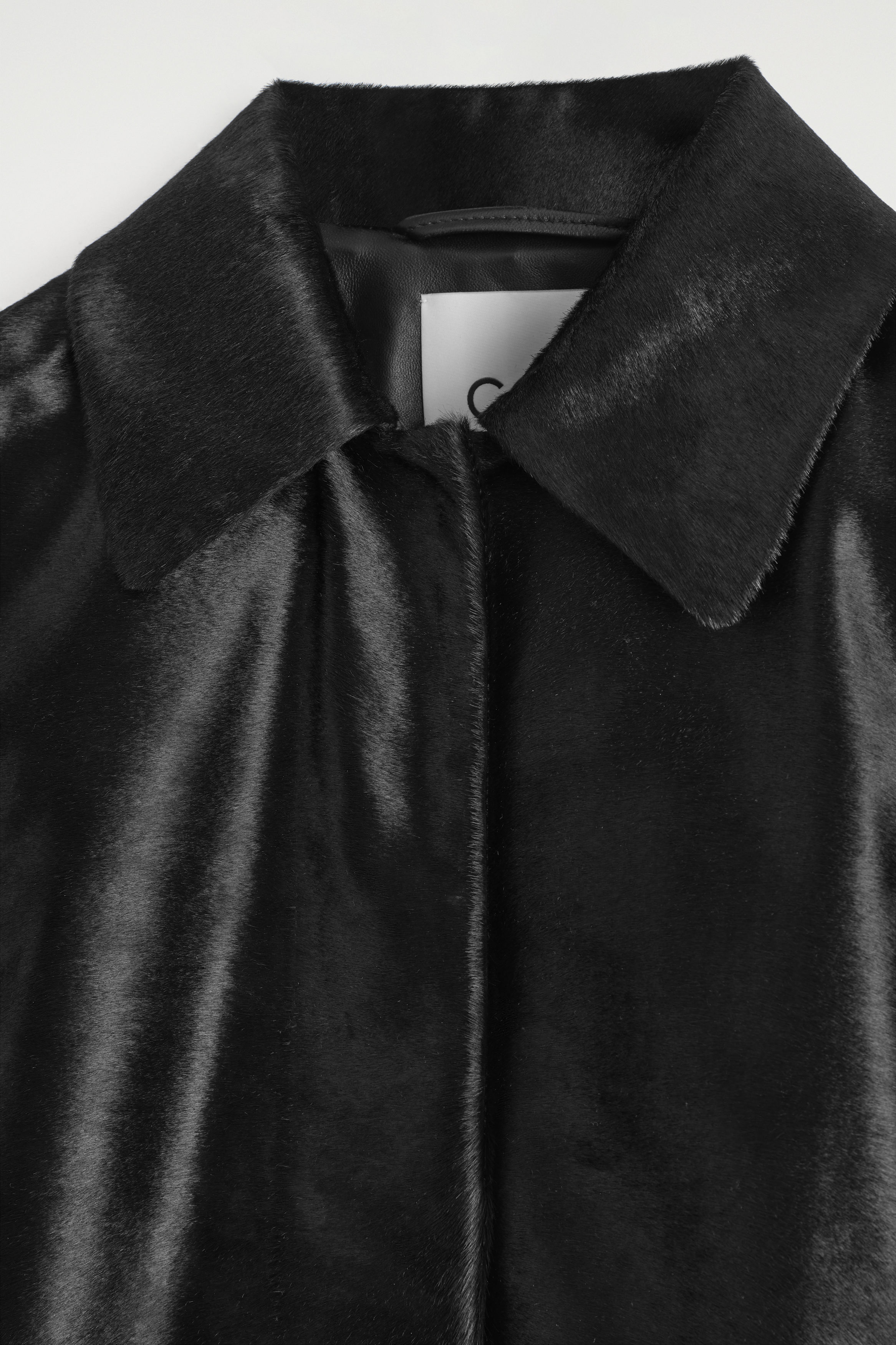 PONY HAIR-EFFECT LEATHER JACKET - BLACK | COS CH