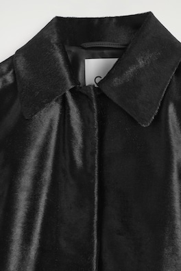PONY HAIR-EFFECT LEATHER JACKET — BLACK 1