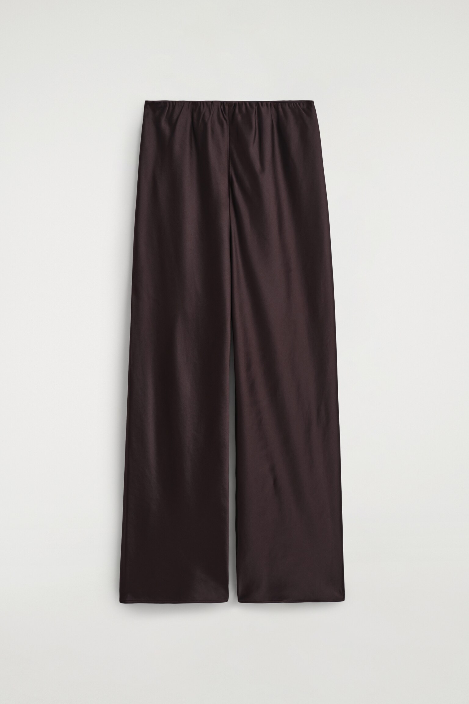 PANTALONI A GAMBA LARGA IN RASO - MARRONE SCURO/MARRONE - 2