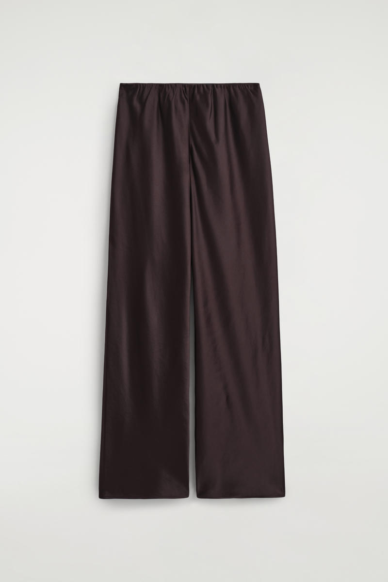 Cos Satin Wide-leg Pants In Brown